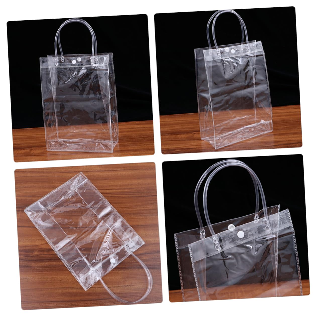 OUNONA 24 Bolsas Transparentes de Pvc Asas Prácticas y Reutilizables para Embalaje y Envoltorio de Regalos, Tamaño Adecuado para Packaging