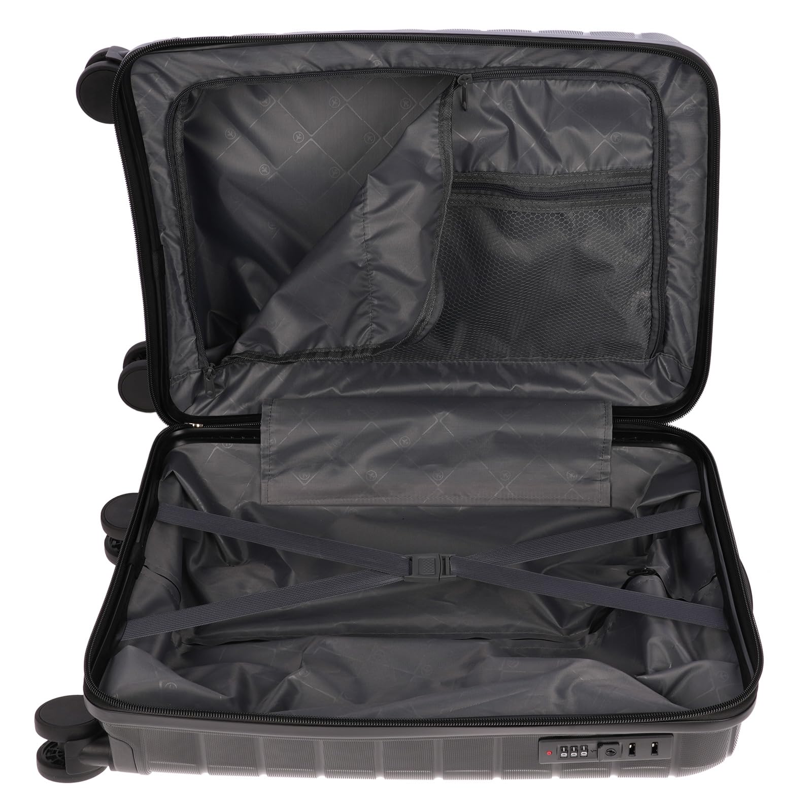 Christian Wippermann Maleta L 80 L, robusta carcasa rígida ABS, tamaño L, 44 x 66 x 28 cm, ligera con cerradura, 4 ruedas, giratorio de 360 grados, ideal para viajes, mediano y ligero, negro