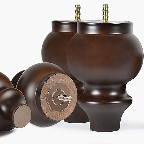 AORYVIC Juego de 4 patas de sofá de madera torneadas de 5 pulgadas para sofá, sillón, sillón reclinable, aparador expreso