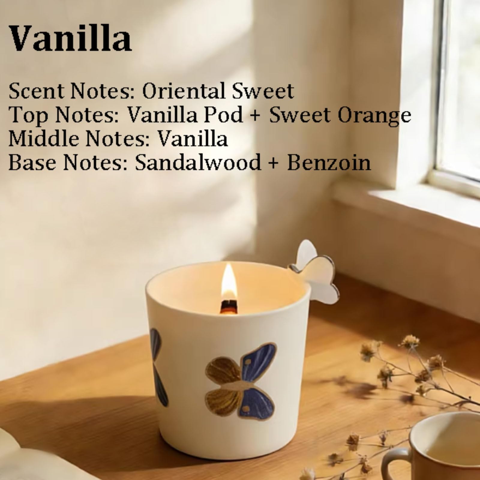 Velas de cerámica hechas con cera de soja y aceites esenciales botánicos, vela perfumada reutilizable de larga duración for dormitorio y oficina(Vanilla)