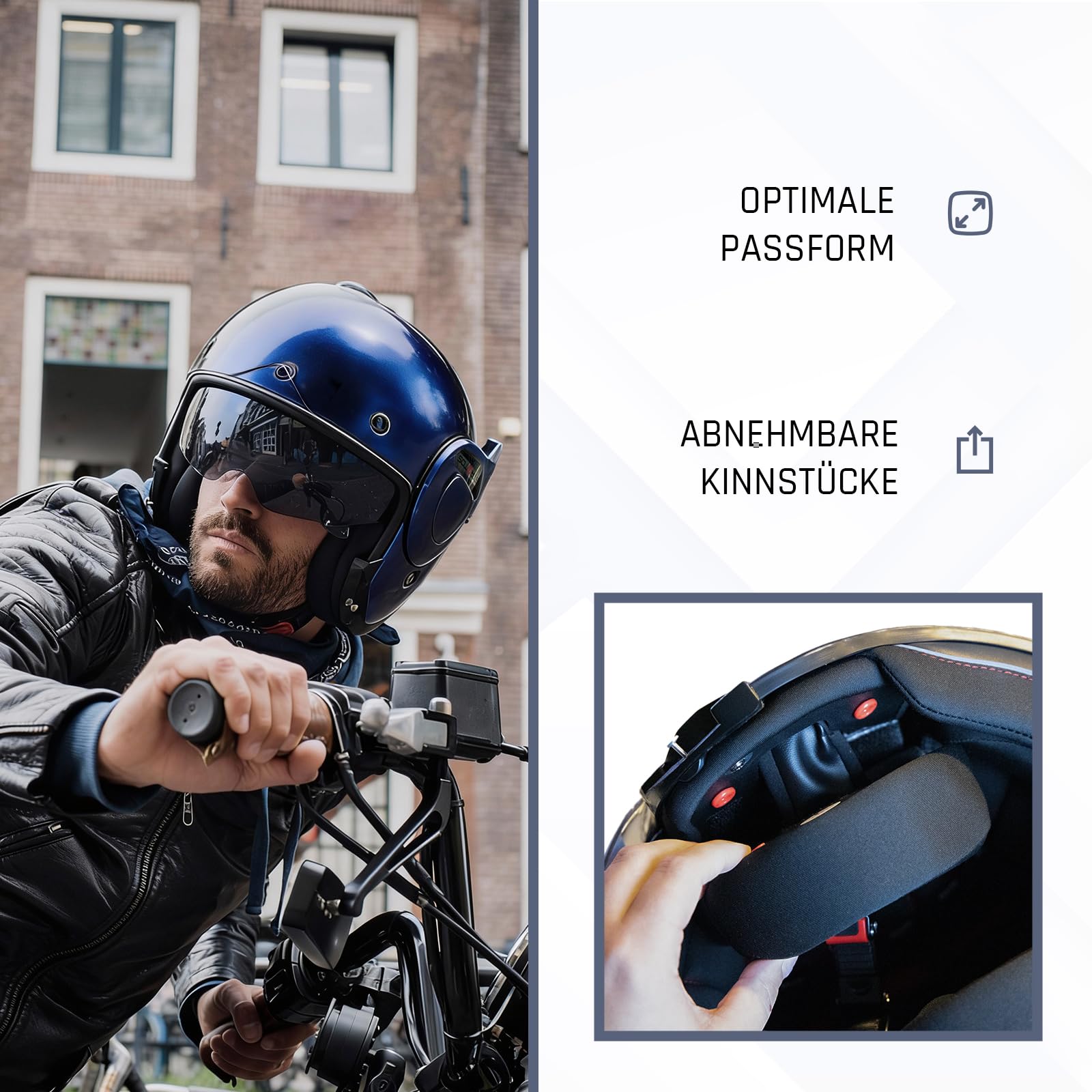 BEON Stratos Motorradhelm - Systemhelm Klapphelme mit Visier und Sonnenblende - Rollerhelm Sonnenblende - Motorrad Helm Damen & Herren - Integralhelm 180° Klappbar - Anti-Kratz-Visier