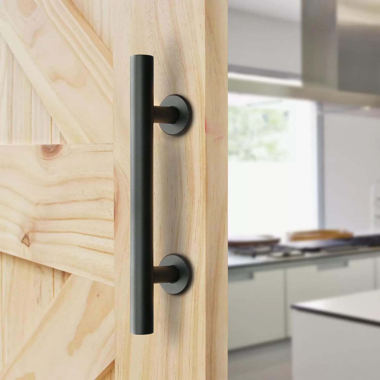 HASWARE 12" Sliding Barn Door Handle Set, Pull and Flush, Heavy Duty, Two-Side and Flat Back-Plate Design, for Gate Garages Cabinet