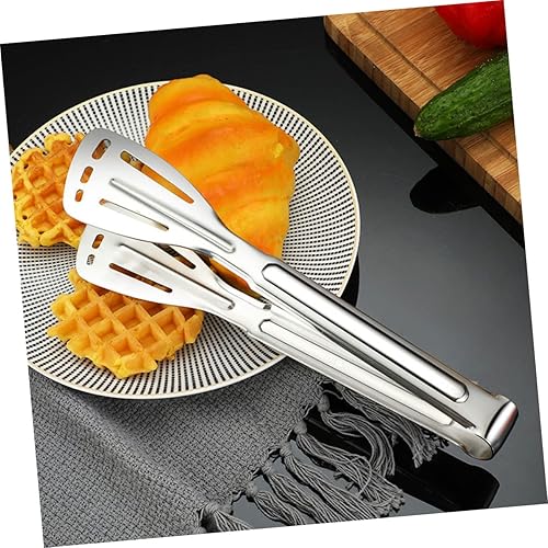 Miniatura 8 de Pinzas de barbacoa de acero inoxidable para asar a la parrilla Pinzas de parrilla de bloqueo resistentes con mango de silicona herramienta de cocina