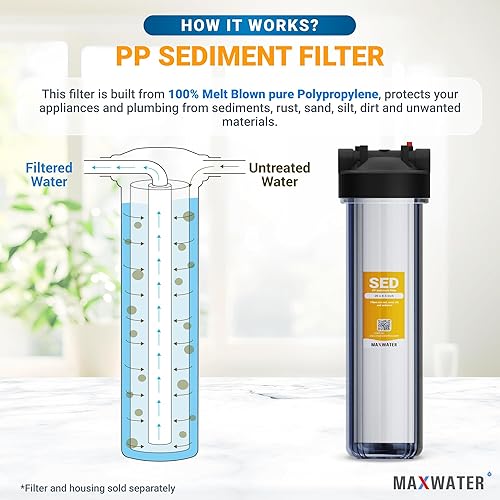 Miniatura 10 de Max Water 20 x 4.5 pulgadas, cartucho de filtro de agua de sedimentos de repuesto de 5 micras para toda la casa, fibra de filtración soplada fundida