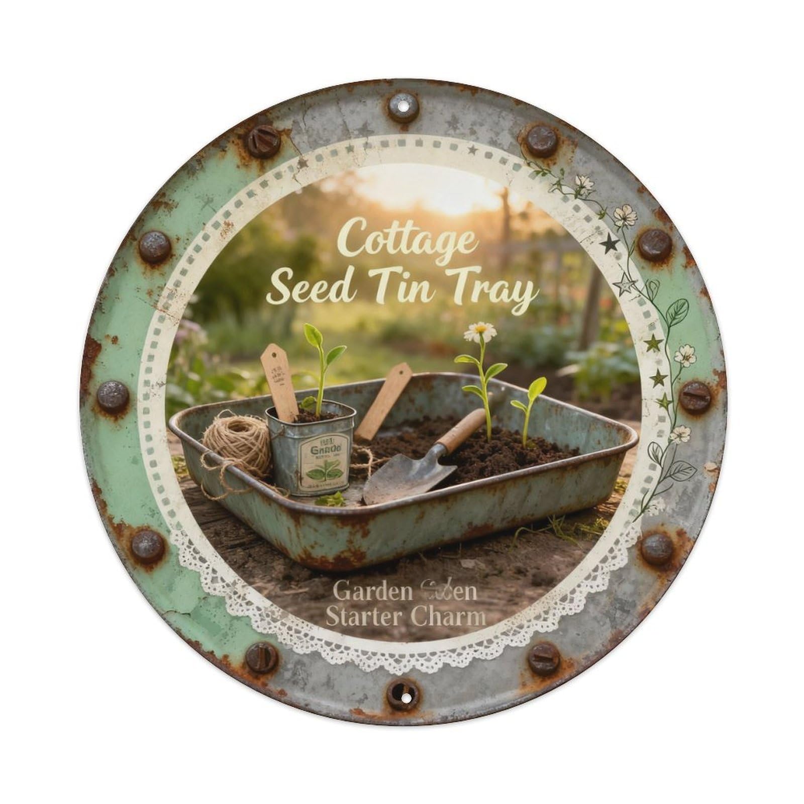 Cottage Seed Tin Tray Metal Tin Sign Plaque