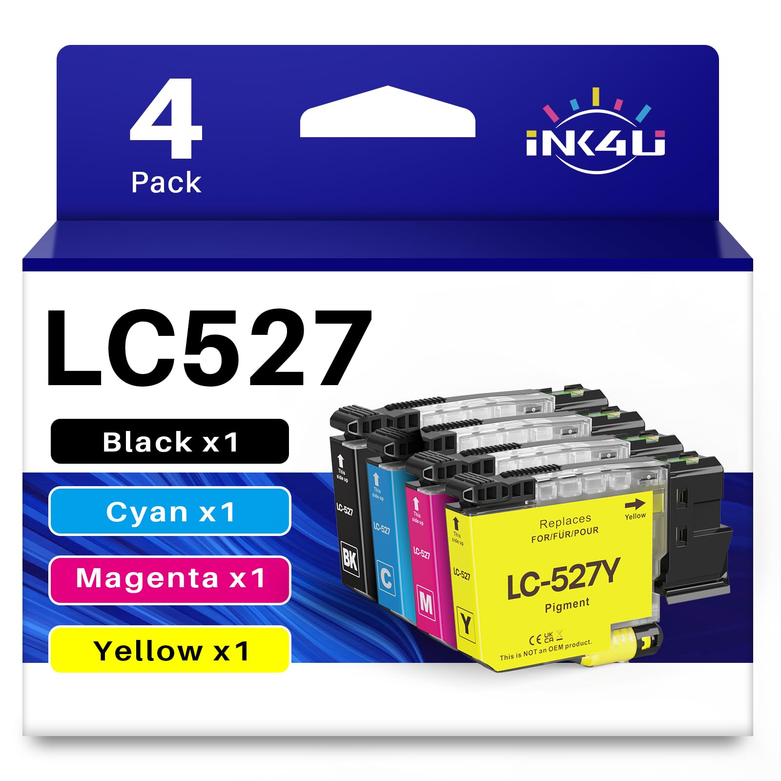 INK4U LC527 Druckerpatronen Kompatibel für Brother LC527 LC527XL für Brother MFC-J4350DW MFC-J4550DW (4er Pack)