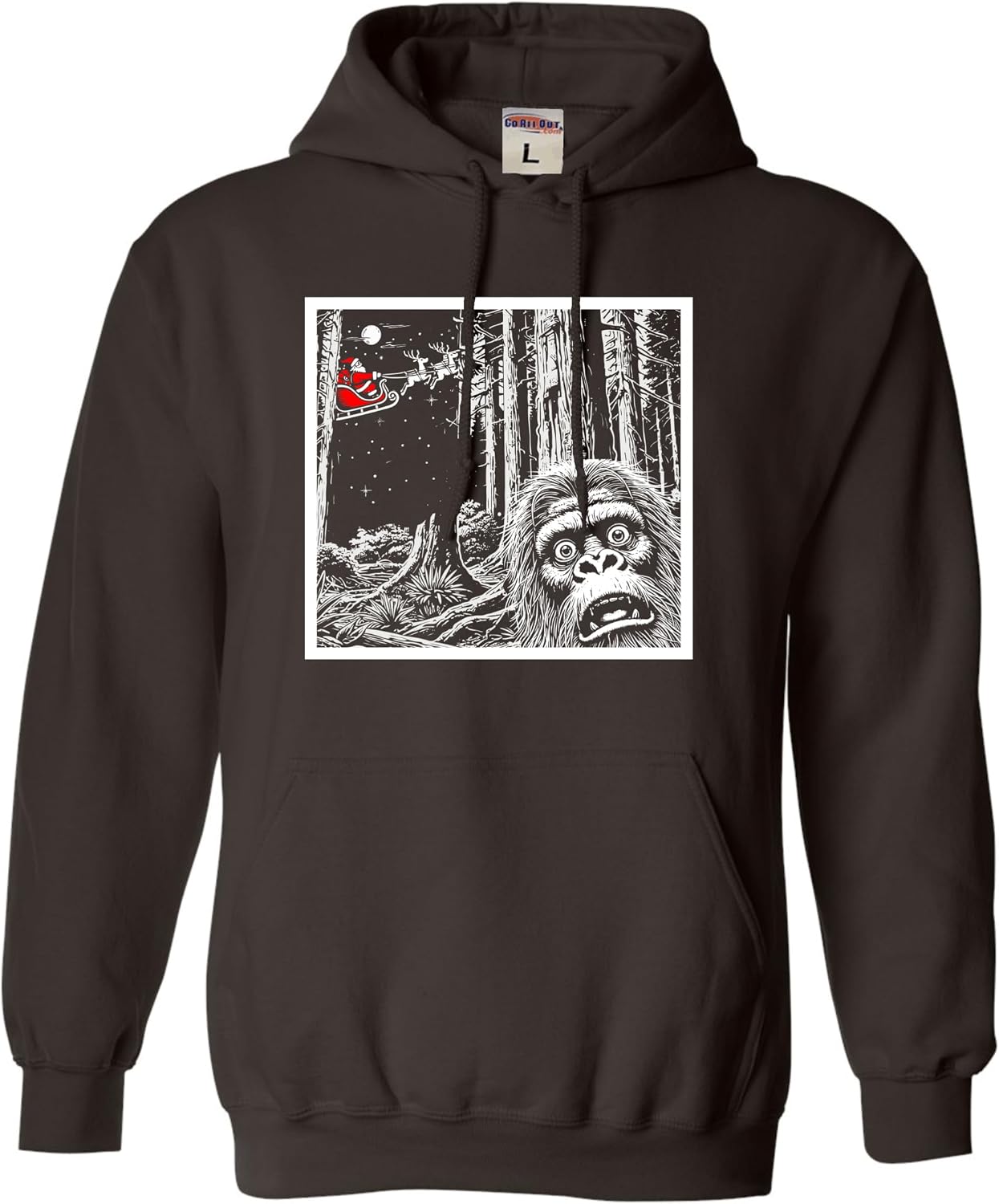Go All Out Bigfoot Selfie With Santa Funny Christmas Sasquatch Mens Women Sweatshirt Hoodie