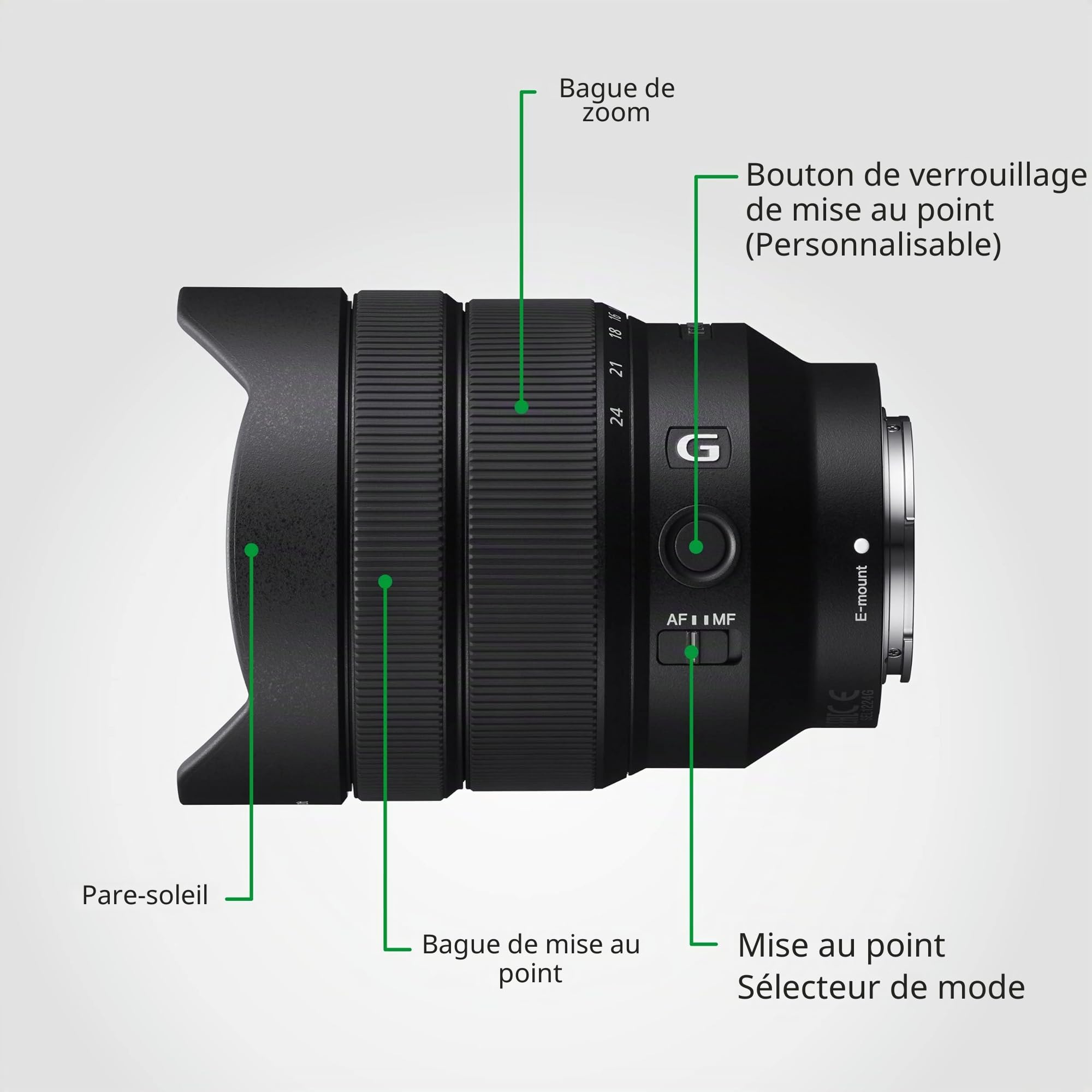 Sony SEL1224G Optique Monture E Plein Format 12-24 mm F4 pour Appareil Photo Hybride Sony