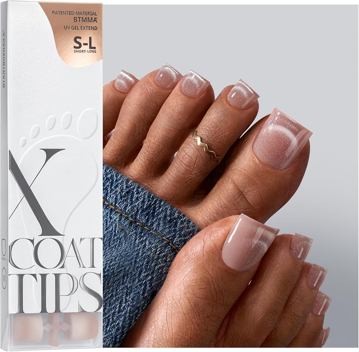 BTArtbox XCOATTIPS® French Tip Nails | Sally Beauty BTArtboxnails XCOATTIPS トゥネイルチップ - ランプ硬化可能 リアルスクエア キャットアイプレス 女性用足指