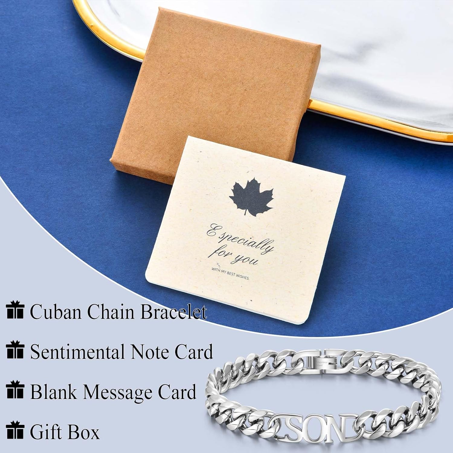 Teen Boys Mens Bracelet for Dad Daddy Uncle Husband Papa Son Husband Nephew Grandson Brother, 9MM Stainless Steel Cuban Link Chain Bracelet Jewelry Valentines Fathers Day Christmas Graduation Gifts