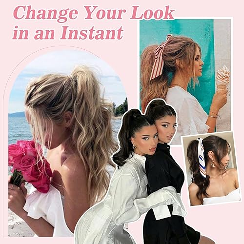 Miniatura 6 de SLEEKALON Extensión de cola de caballo rubia corta de 12 pulgadas, pinza ondulada y rizada con clip, cola de caballo falsa, cola de caballo de