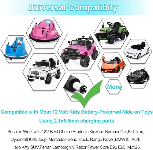 Miniatura 4 de FLHFULIHUA 12 Volt Battery Charger for Kids Ride on Toys - Universal Charger for Best Choice Products Wrangler SUV，Kid Trax Dynacraft ，Kidzone