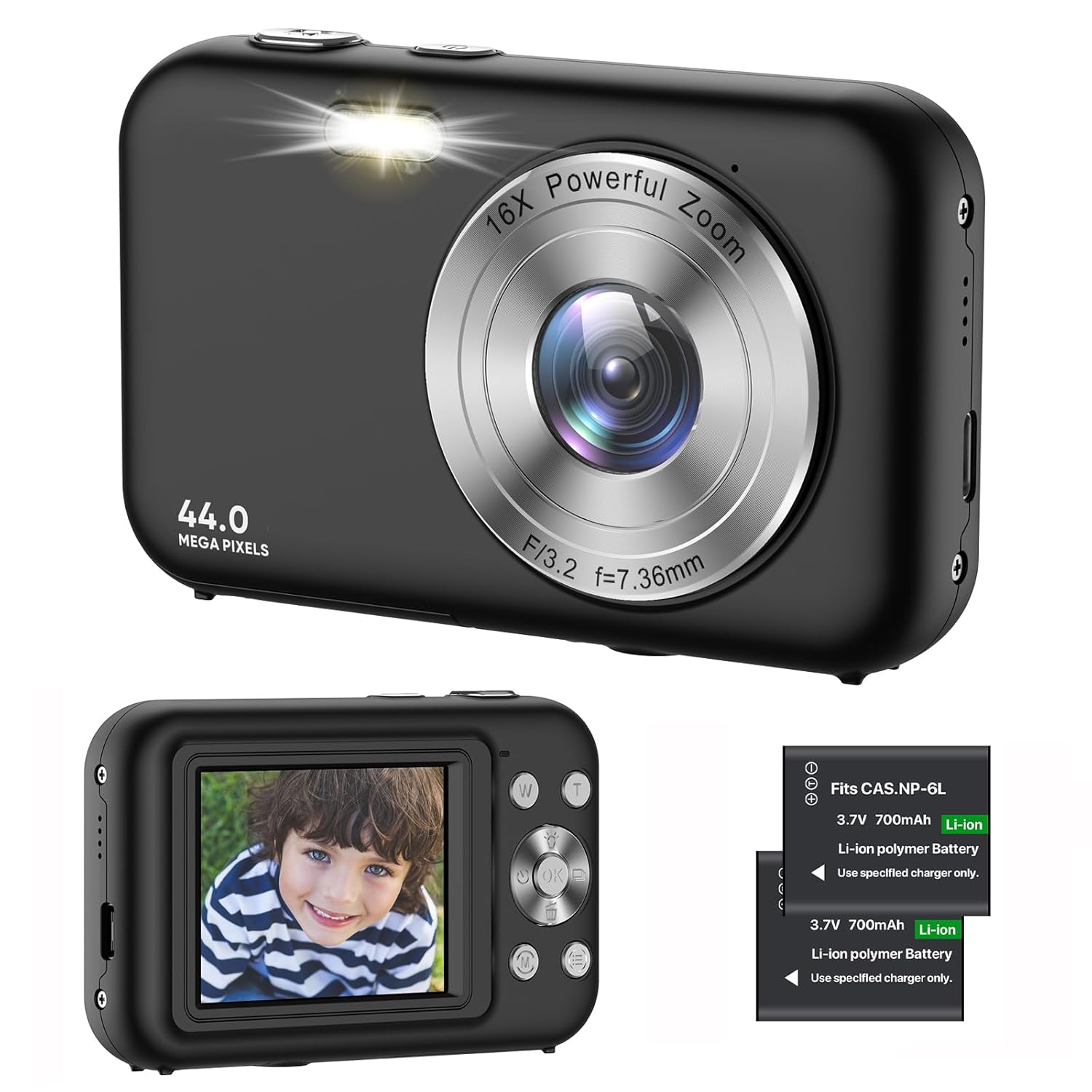 Digital Camera 1080P Kids Camera with 16X Zoom – 44MP Anti Shake Point and Shoot Digital Cameras for Photography | Compact Small Camera for Kids Girls Boys Teens Beginners (SD Card Not Include) Digital Camera 1080P Kids Camera with 16X Zoom – 44MP Anti Shake Point and Shoot Digital Cameras for Photography | Compact Small Camera for Kids Girls Boys Teens Beginners (SD Card Not Include)