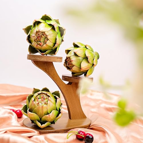 Miniatura 6 de 3 piezas de alcachofa falsa verde grande de alcachofa falsa decoración de verduras artificiales y frutas falsas relleno de cuenco de alcachofa