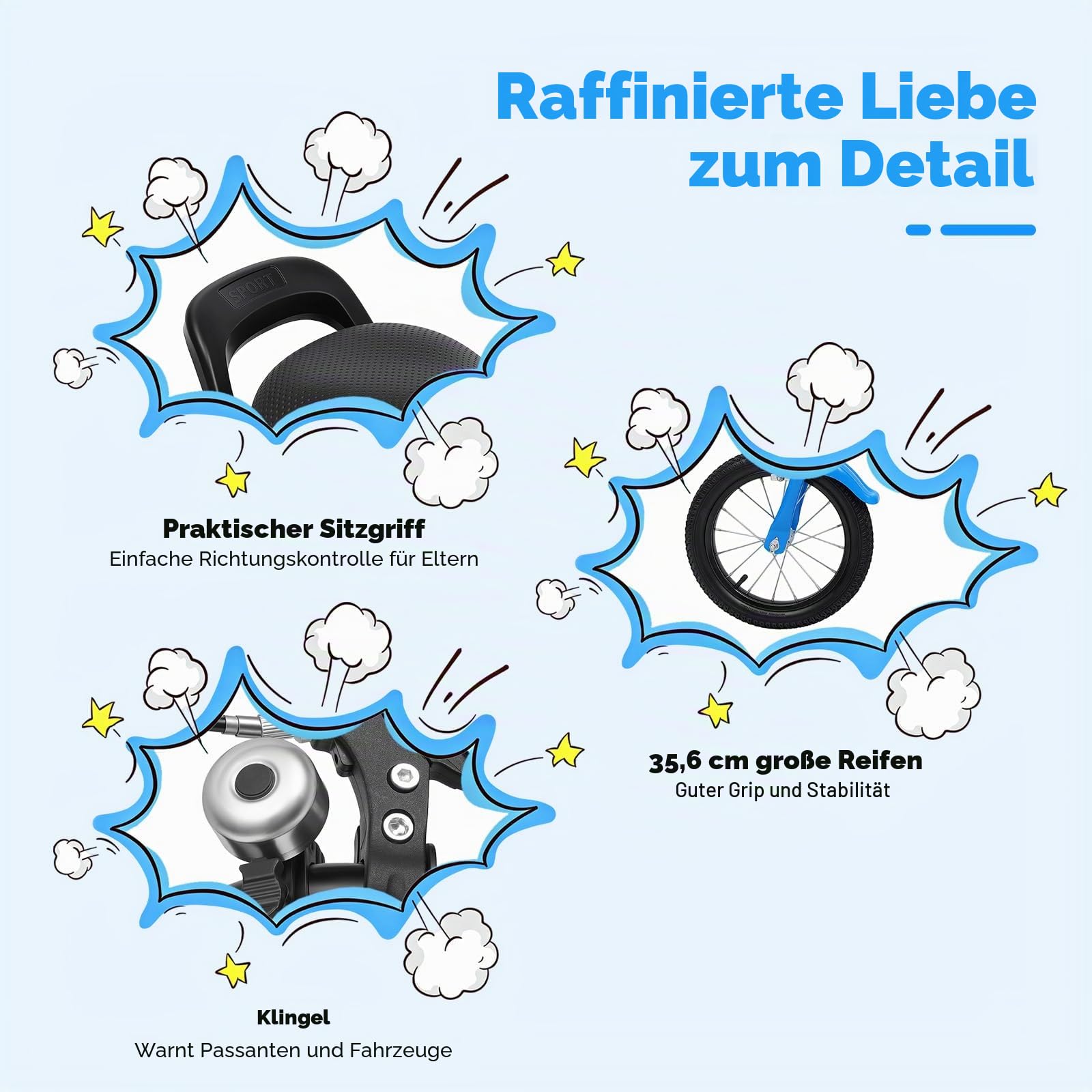 Kinderfahrrad 14 Zoll mit Stützrädern | Lernfahrrad Höhenverstellbares mit Handbremse, Klingel & Schutzbleche - Geeignet für Anfänger von 43-49 cm Sitzhöhe