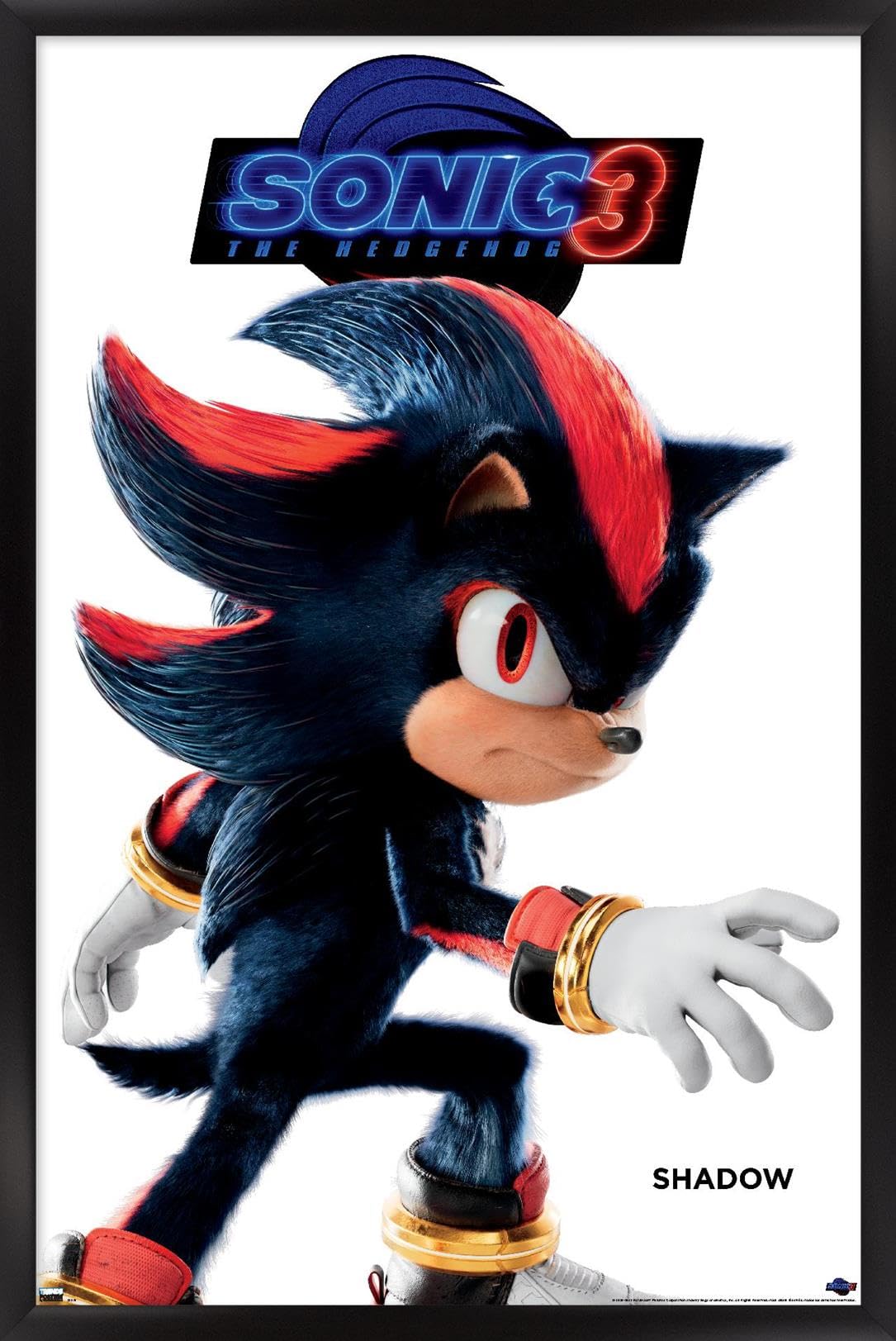 Sonic The Hedgehog 3 - Shadow Feature Series Wall Poster, 34L" x 22.4W", Black Framed Version