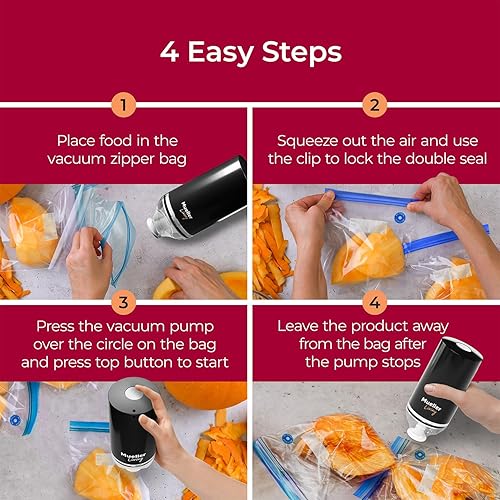 Miniatura 6 de Mueller Living - Sellador al vacío portátil inalámbrico para alimentos que sella hasta 60 bolsas, apagado automático e incluye 4 bolsas de arranque