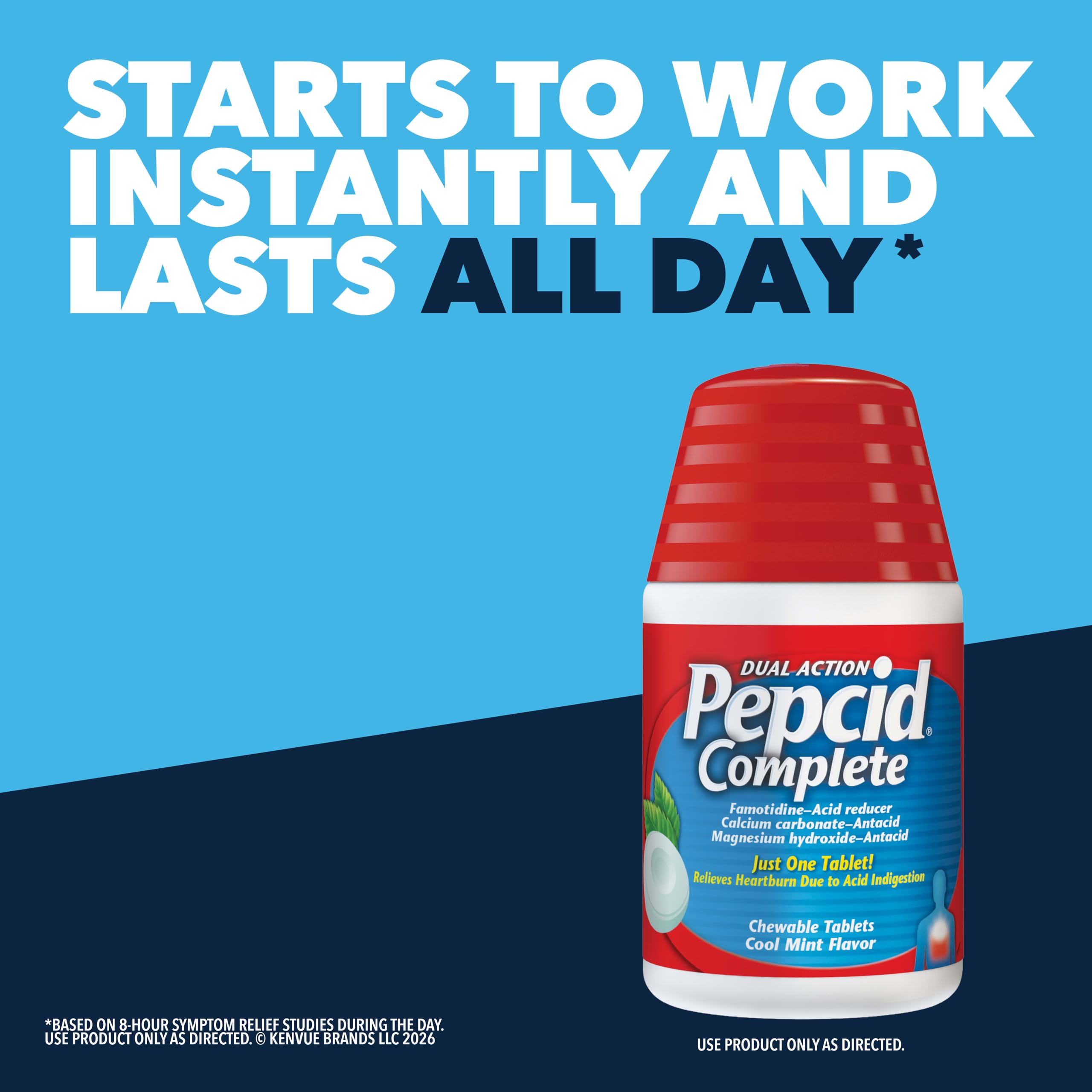 Pepcid Complete Acid Reducer + Antacid Chews, 10mg Famotidine, Mint, 50 Ct — Amazon image 2