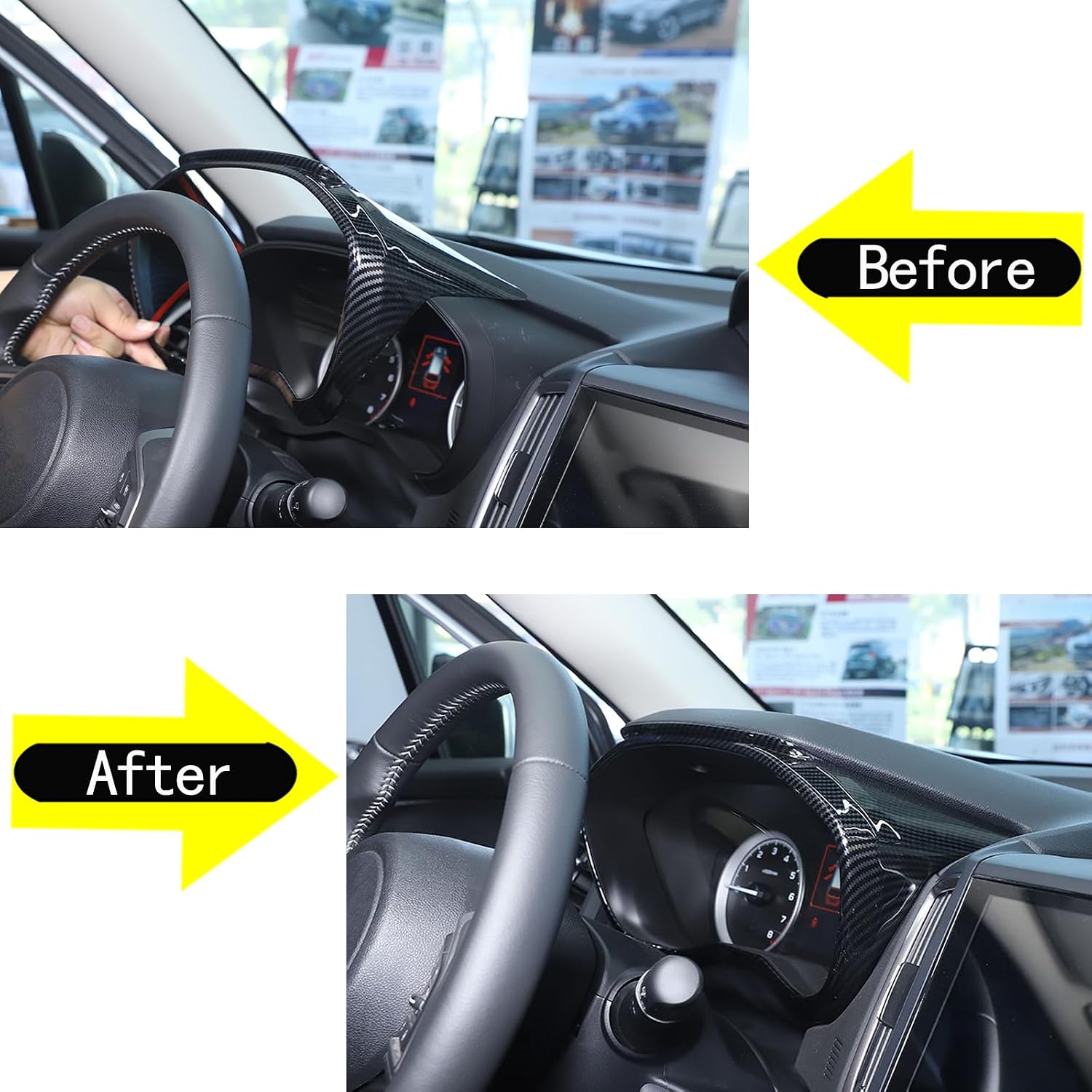 Center Console Dashboard Panel Trim Frame Compatible with Subaru Forester 2019-2024,ABS Carbon Fiber Pattern Interior Accessories Dash Board Instrument Panel Cover Sticker 1PCS
