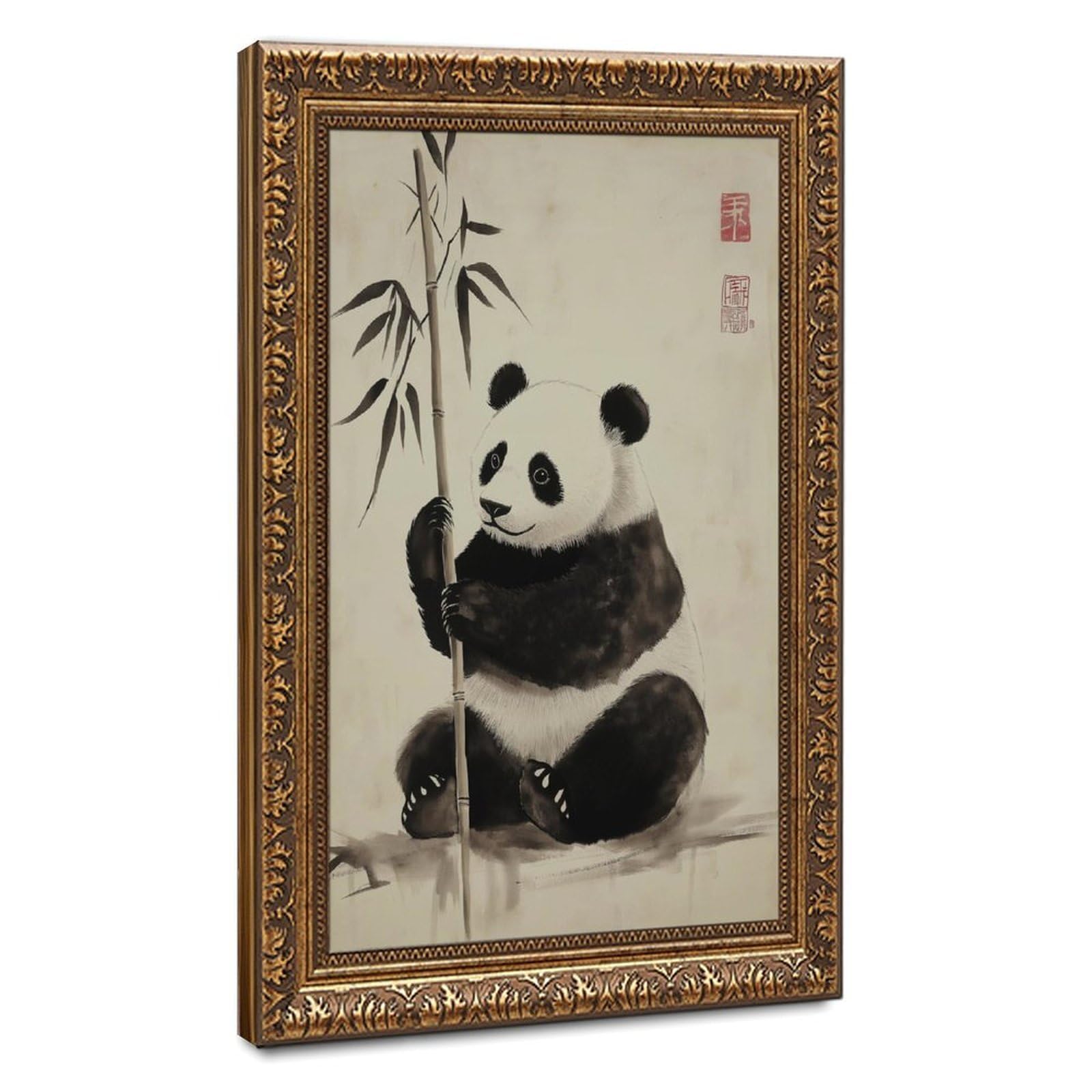 Bareronor Japanese Panda Poster Canvas Poster Bedroom Decor Landscape Office Room Decor Gift 24" L X 36" W