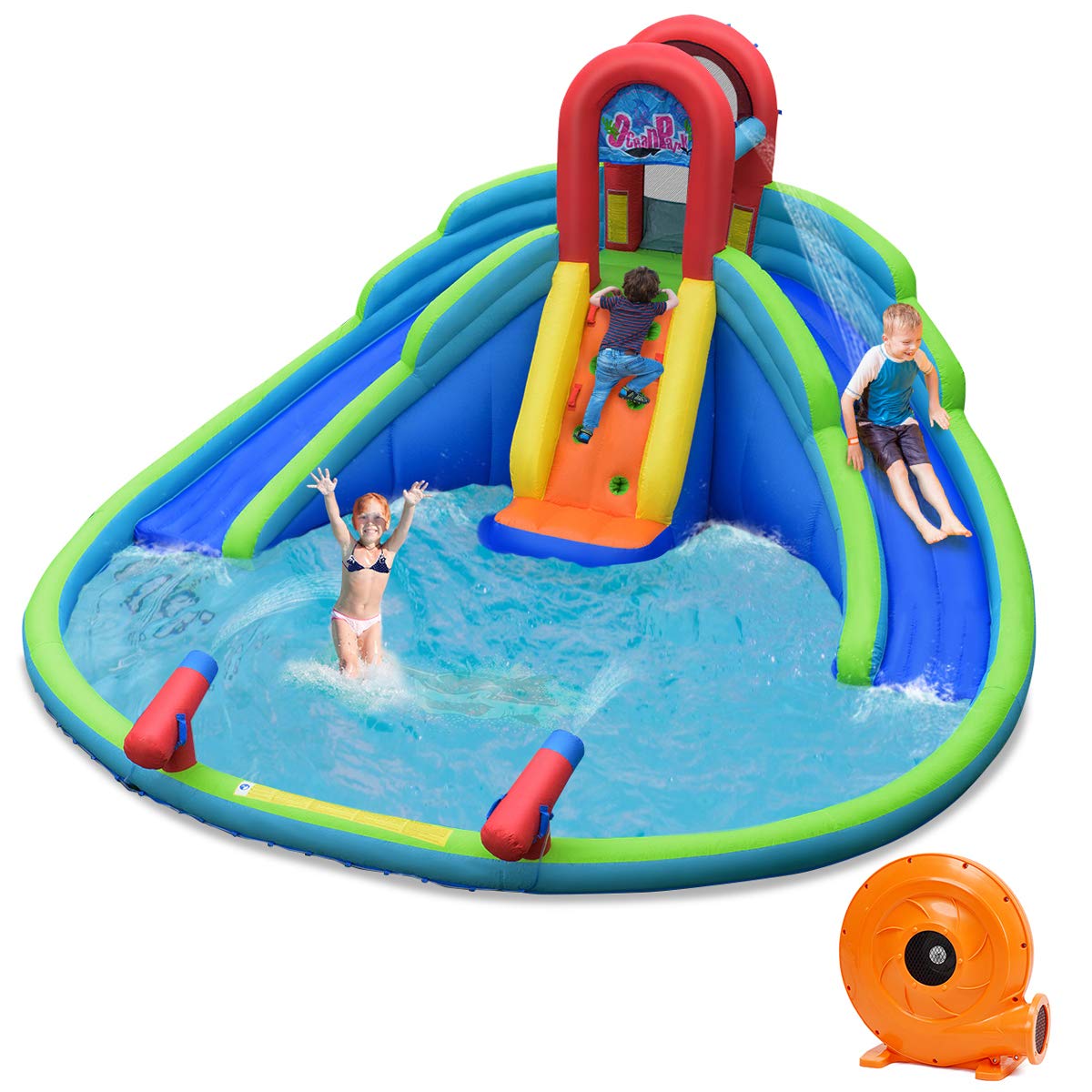 Buy BOUNTECH Inflatable Water Slide, Giant Water Park Double Long Water