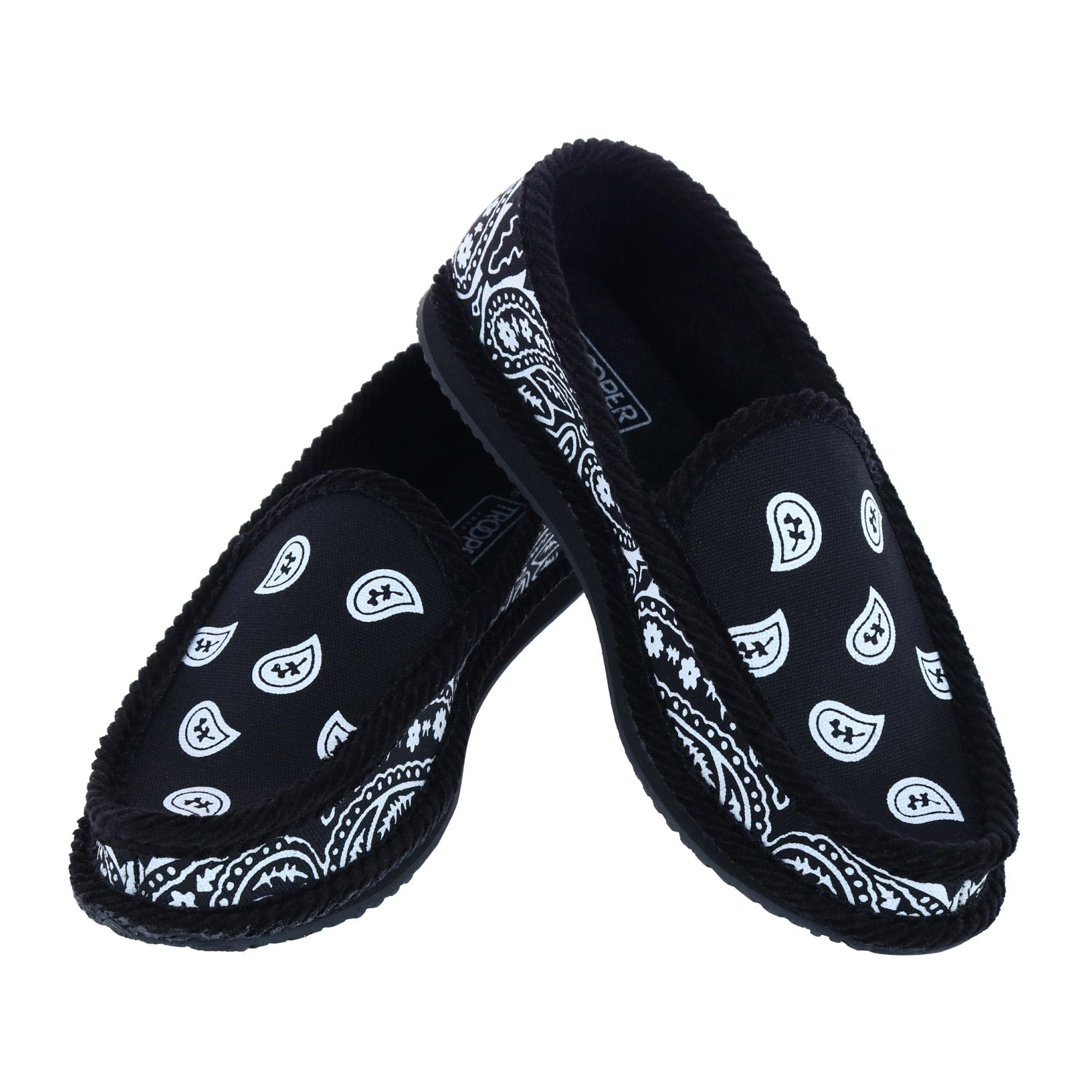 Trooper AmericaMen's Bandana Print Slip On House Shoe Slipper, 12, Black