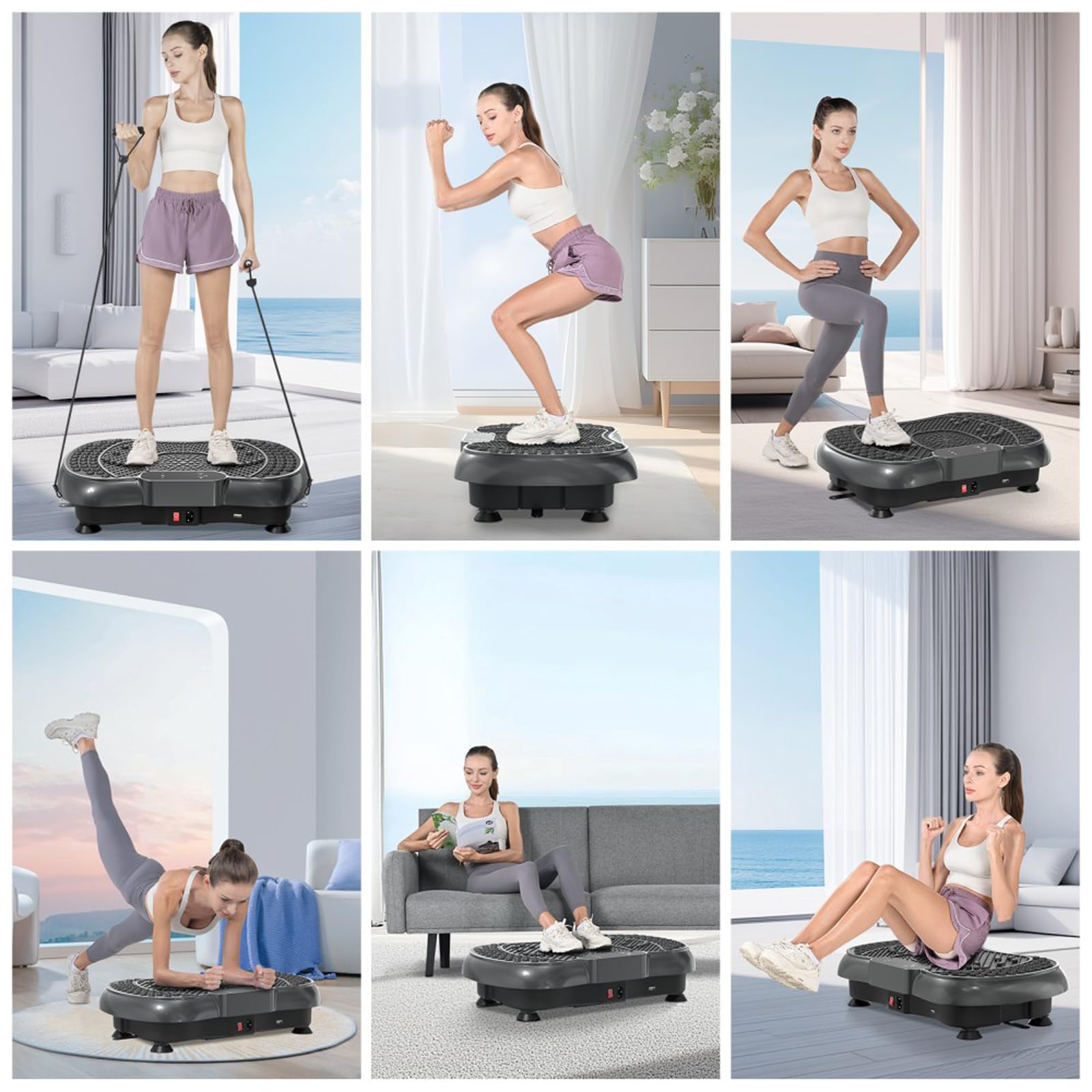 Piattaforma Vibrante di Allenamento, Modello 2026 con Corda di Resistenza, 250 Velocità Regolabile per Allenamento Completo del Corpo