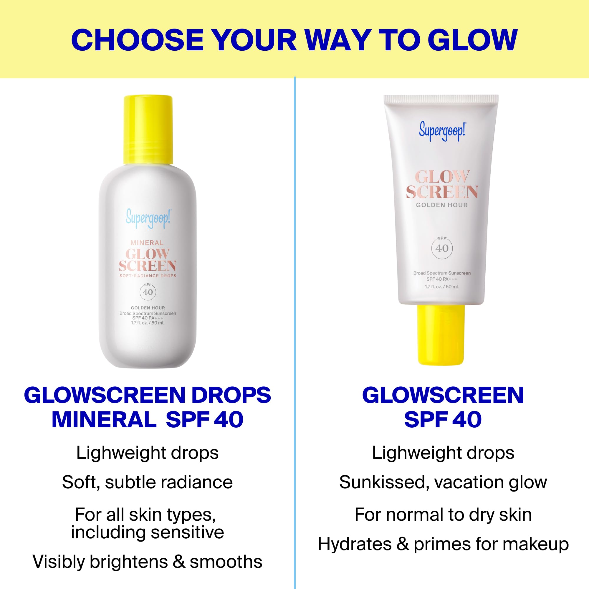 Supergoop! Glowscreen Soft-Radiance Drops Mineral SPF 40, 1.7 fl oz