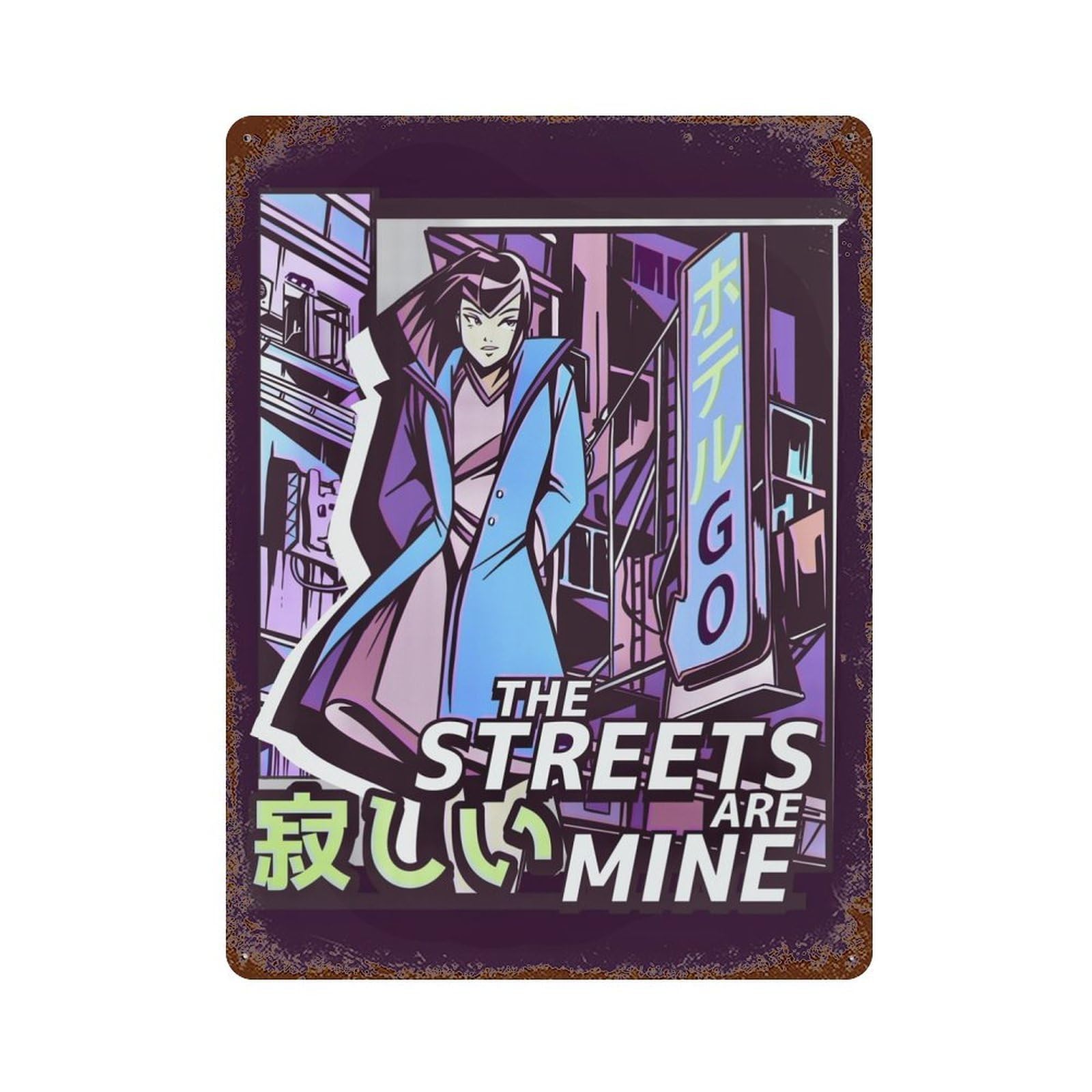 Aesthetic And Vaporwave 15.7"x11.8" Decorative Tin Sign, Classic Wall Plaque for Cafe, Home Bar And Lounge Decor
