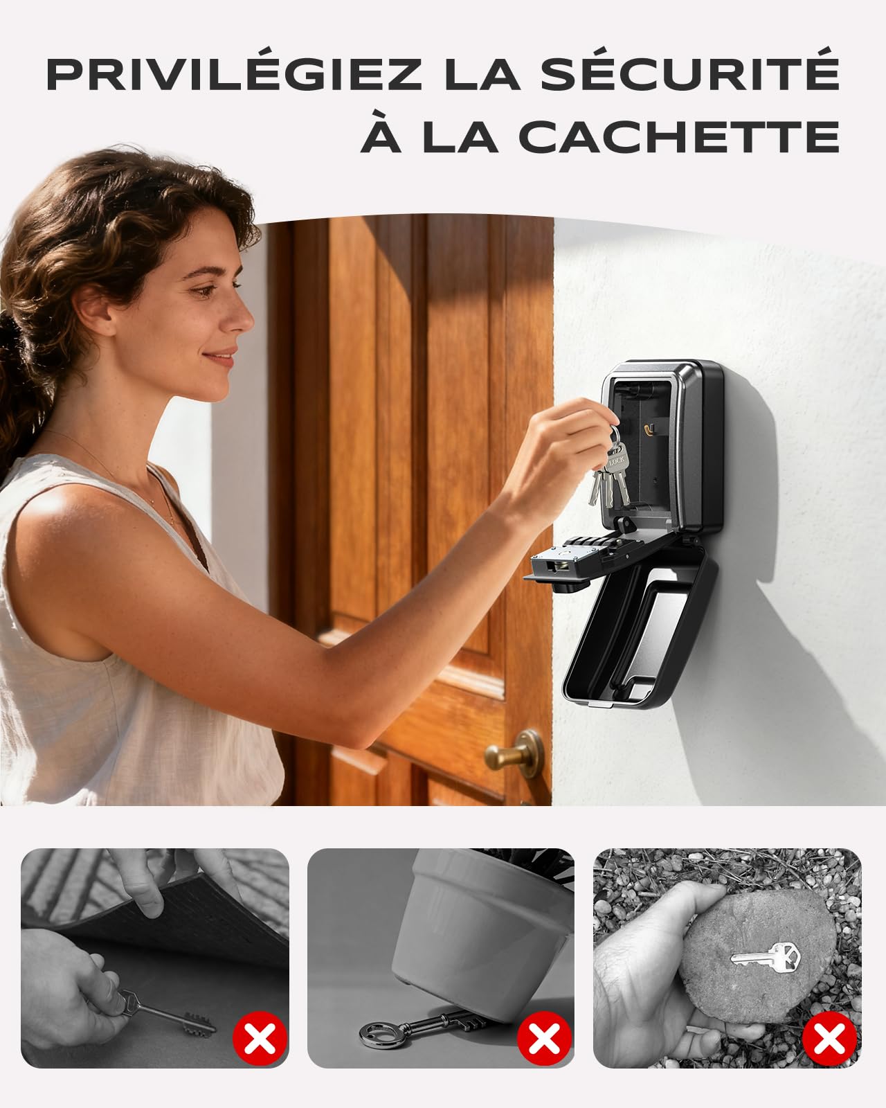 Mohard Boite a Clef Murale Sécurisée avec [Clé de Secours Réinitialisable], Grande Boite à Clé à 4 Combinaison Chiffres, Boîtier Clefs Extérieur, Coffre Fort a Cles Imperméable pour Maison Garage