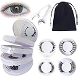 Giana Magnetic Eyelashes with Applicator, Magnetic Eyelashes Natural Look, 4 Pairs No Glue Needed Reusable and Easy to Wear and Remove