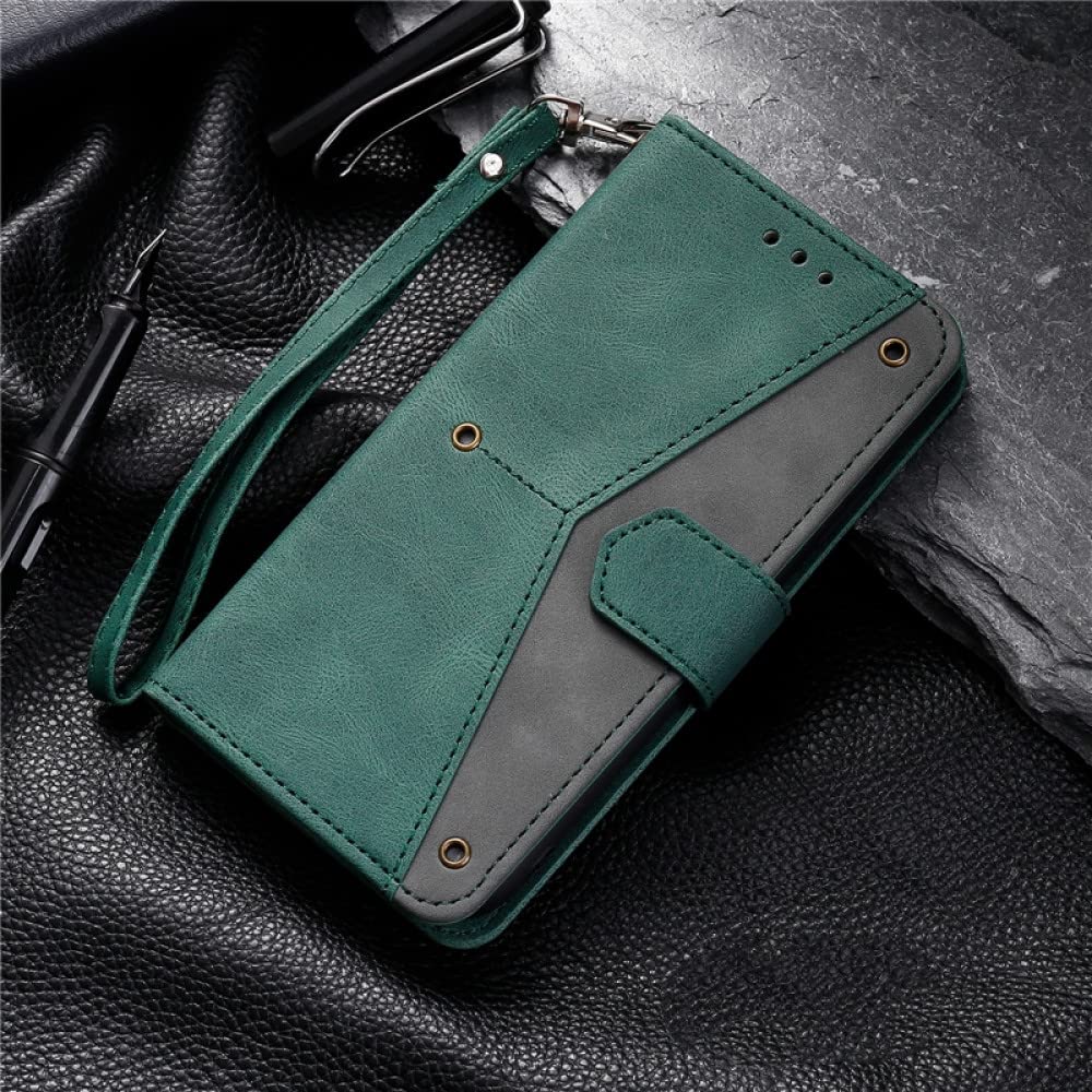 Étui portefeuille à rabat en cuir vert pour iPhone 14 et modèles antérieurs - 7