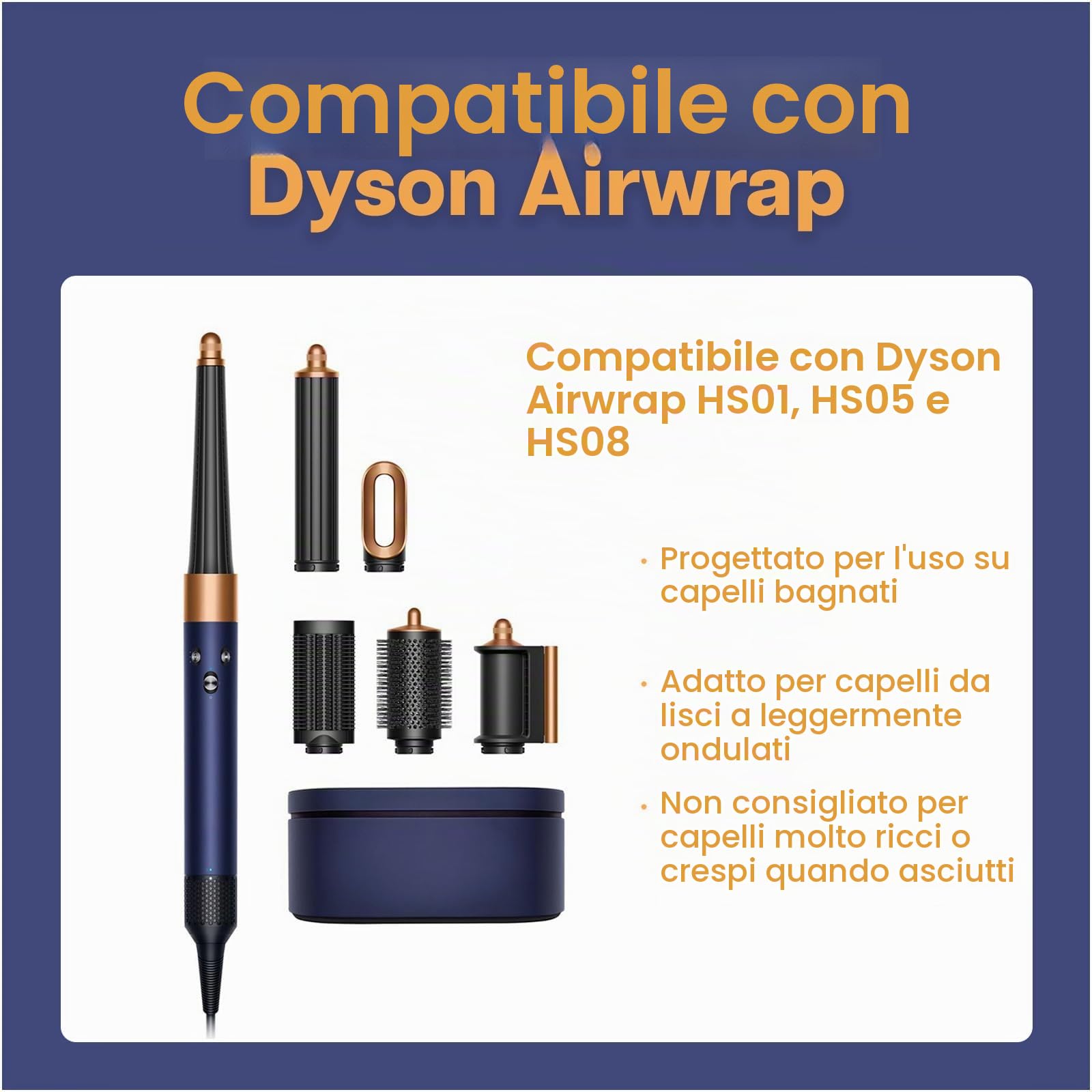 Accessorio Piastra Capelli Airflow per Dyson Airwrap di MMOBIEL – Compatibile con HS01, HS05 & HS08 – Per Asciugatura& Lisciatura Capelli Umidi, Senza Piastre Riscaldanti, Meno Crespo & Rottura – Blu