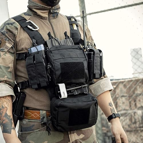 Miniatura 7 de VISMIX Plataforma táctica para el pecho, ajustable y desmontable Molle Chest Rigs con bolsa Mag
