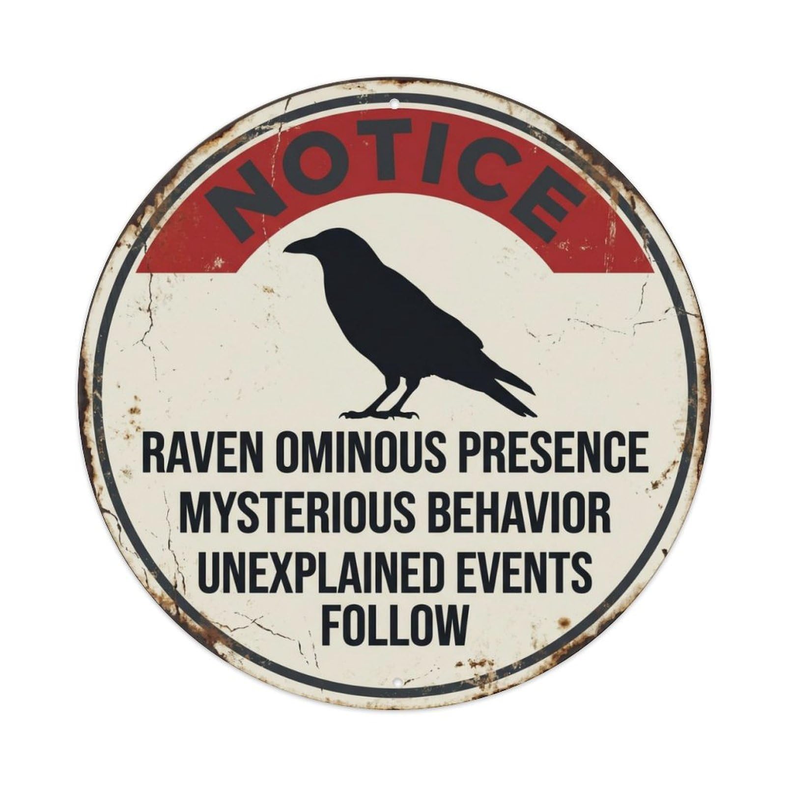 Fqcyn Style Dramatic Raven Mystery Bird Metal Tin Sign Plaque Wall Decor For Cafe, Club Bar, Office, Home Garden Round Metal Poster 8X8inch