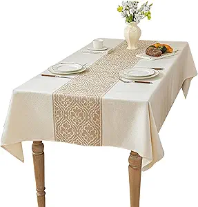 Linen Tablecloths for Rectangle Tables,6 FT Table Cloth Advanced Waterproofing Technology for Dinningroom,Farmhouse