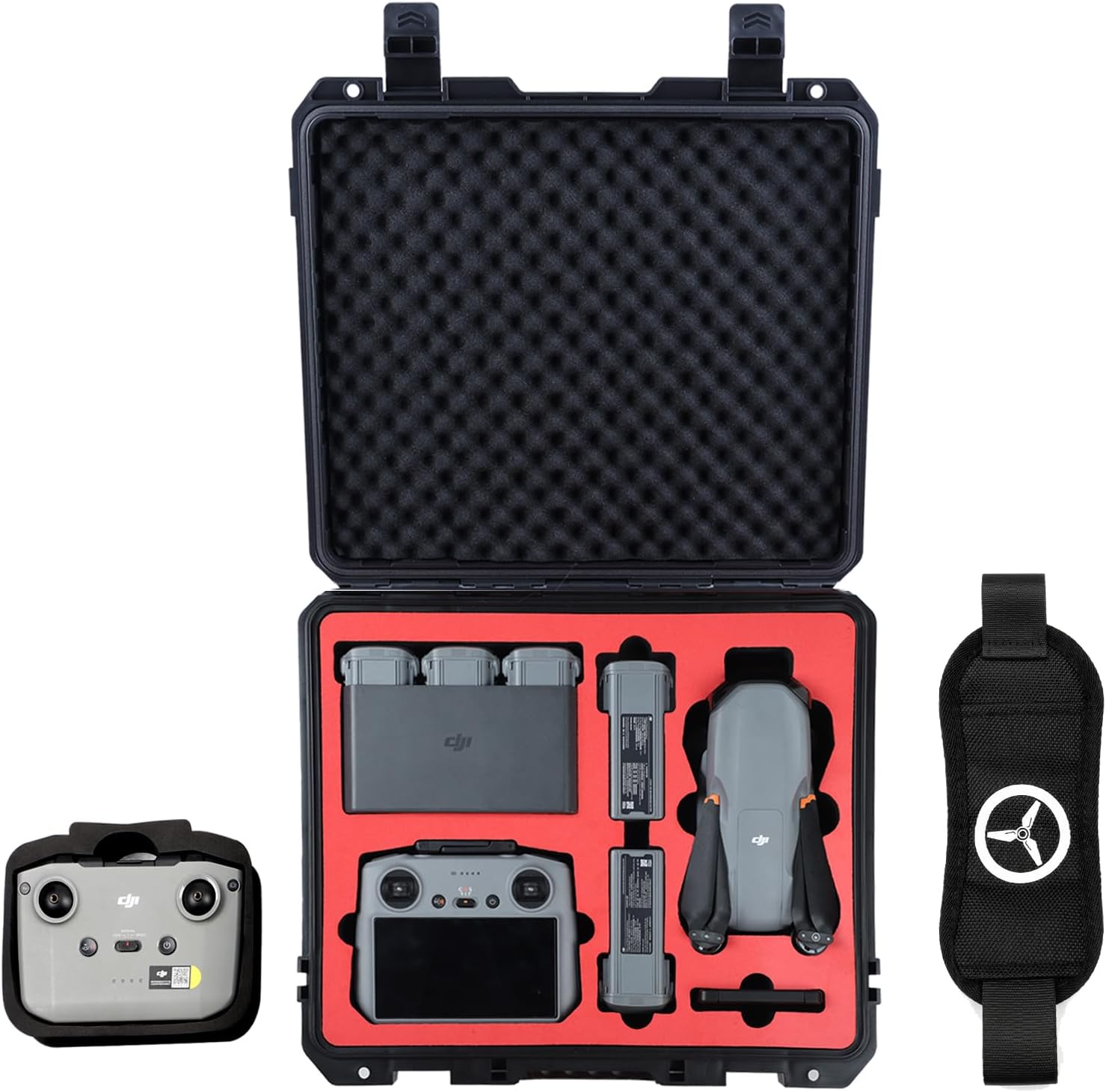 Waterproof Hard Case for DJI Air 3S Fly More Combo | Holds Up to 6 Batteries | DJI RC2 / RC-N3 / N2 Remote Controller, Propellers, Charging Hub and Accessories | Shockproof, Dust-proof