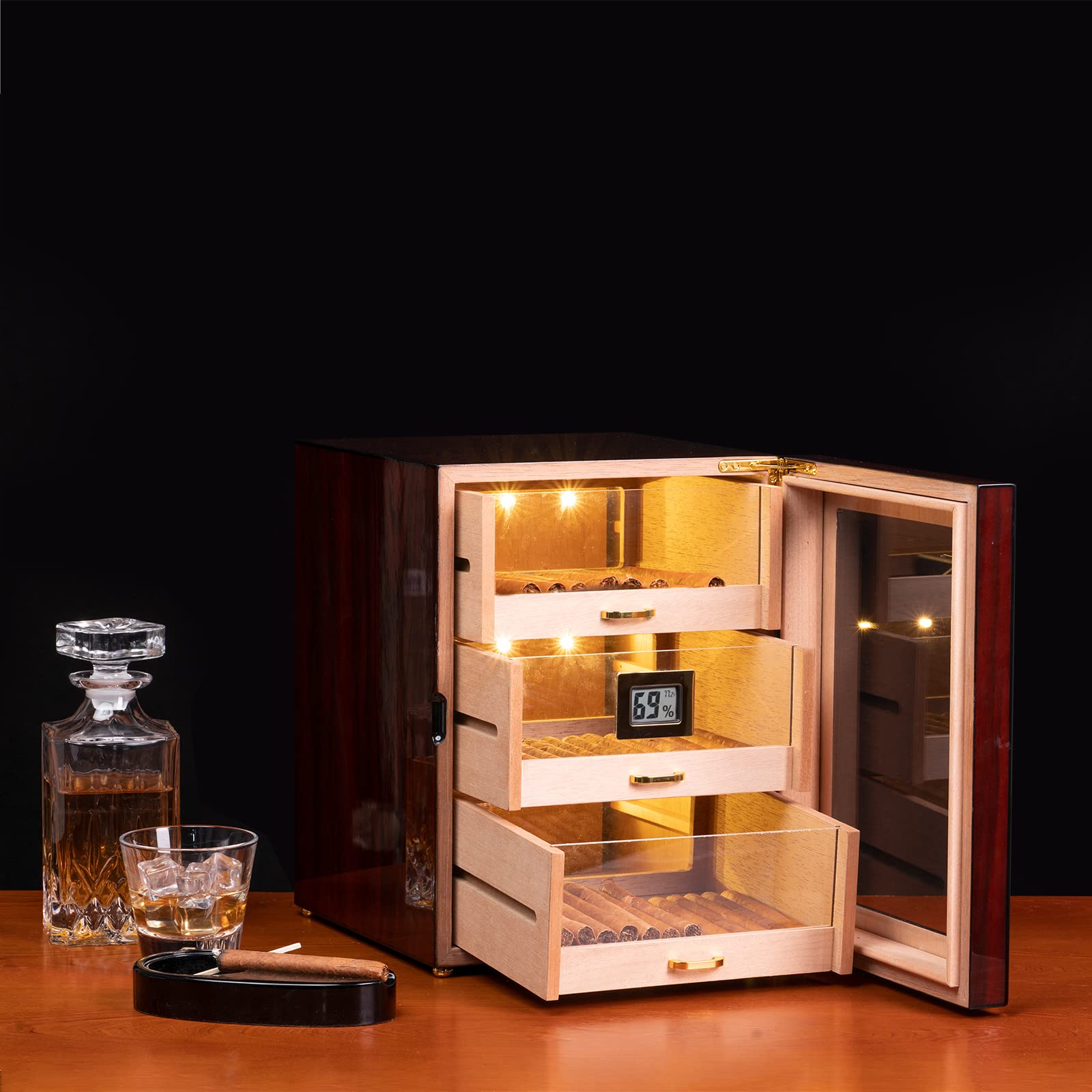 Buy Woodronic LED Lighted Cigar Humidor with Digital Hygrometer