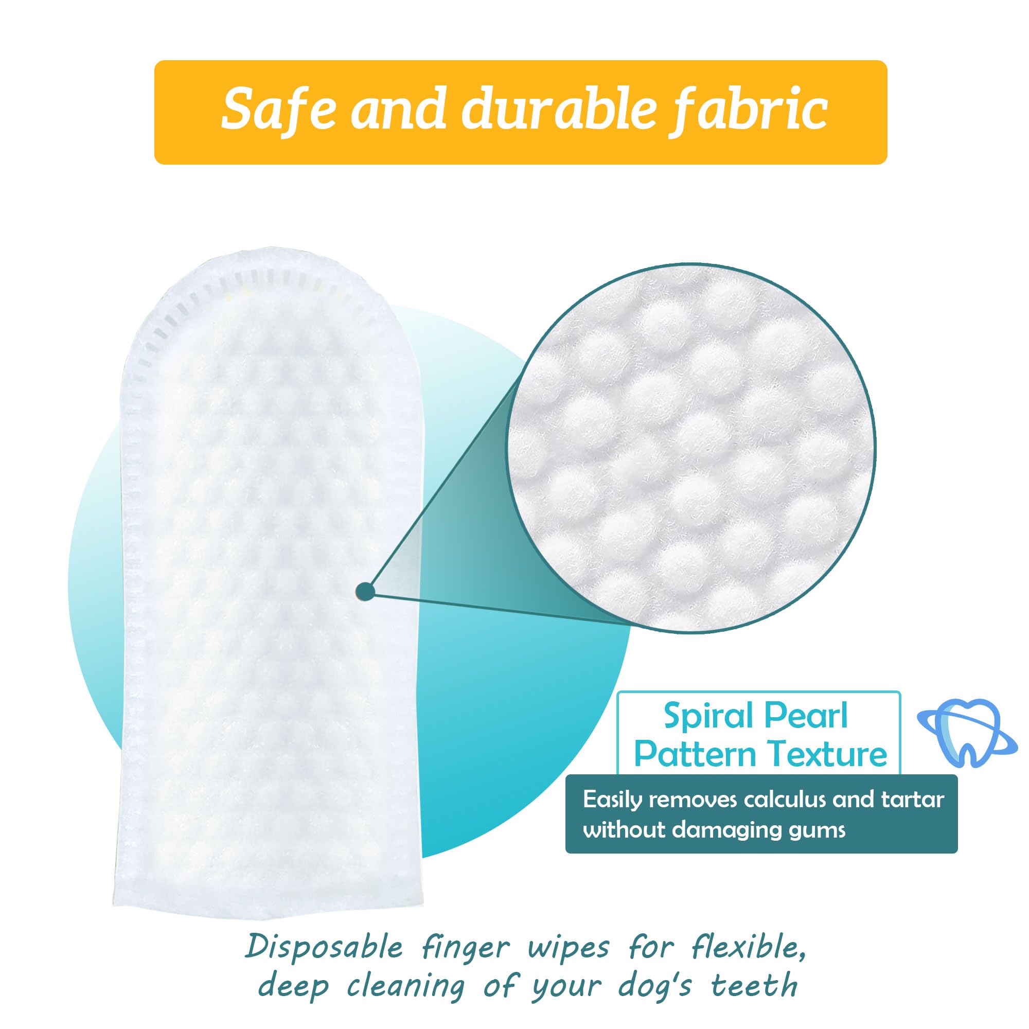 Pet Dental Finger Wipes, Dog & Cat Teeth Cleaning, Plaque Control & Breath Freshening, Regular Size, Suitable for Pet Toothbrushes (50 Count) - image 5