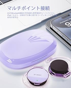 ワイヤレスイヤホン 紫色 充電ケース付き 明誠 ワイヤレスイヤホン Bluetooth5.4 iPhone/iPad/Android