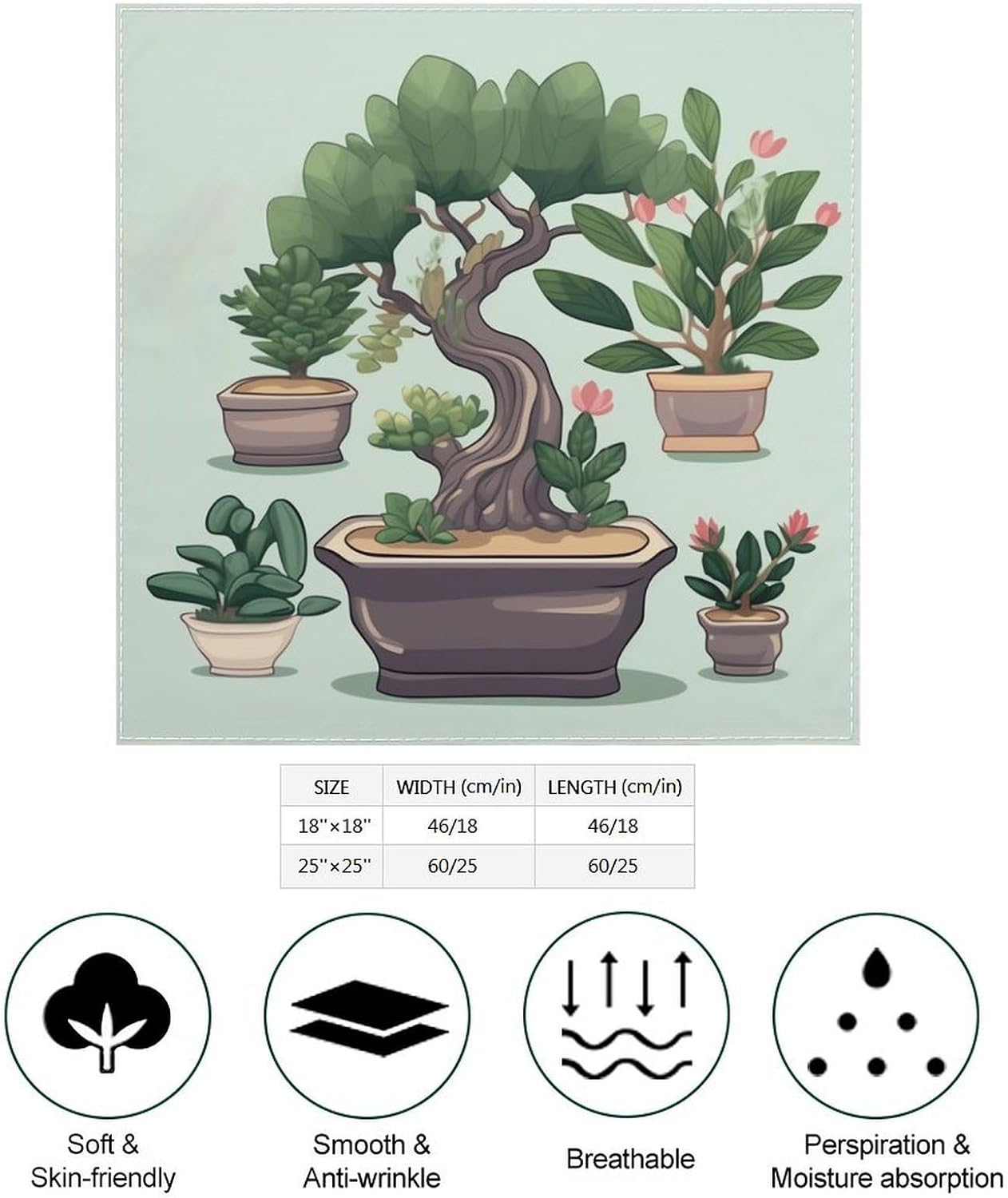 Bonsai Plant Fashion Bandanas for Women, Square Scarf image 2