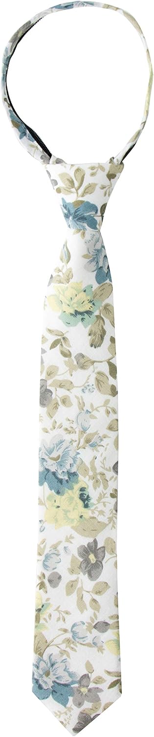 Spring Notion Boys' Cotton Floral Skinny Zipper Tie