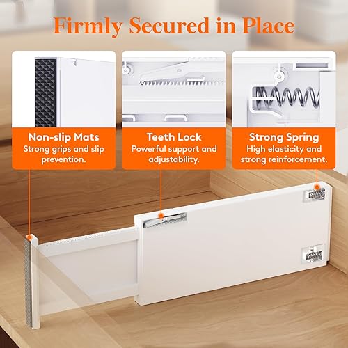 Miniatura 4 de Lifewit Paquete de 5 separadores de cajones de 5 pulgadas de alto, separadores de cajones profundos ampliables de 13.5 a 22 pulgadas para ropa,