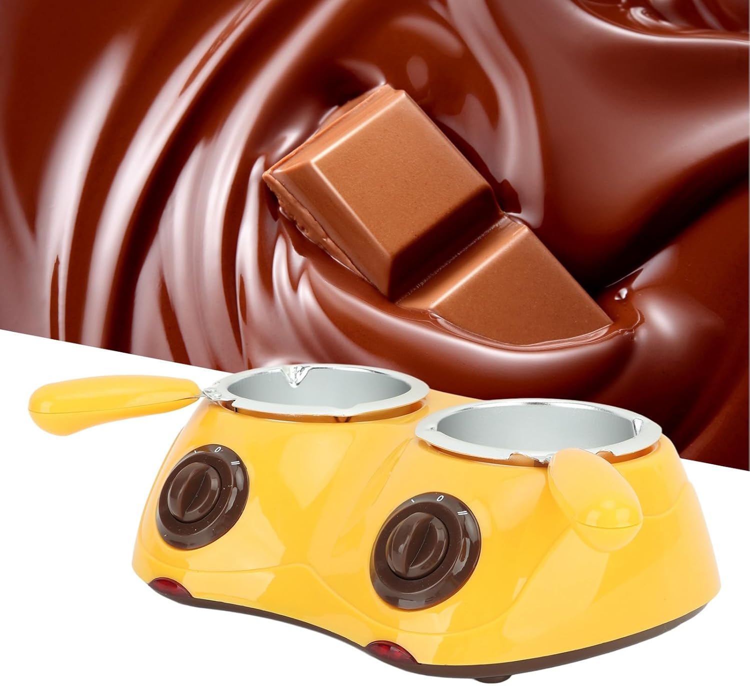 Electric Chocolate Melting Pot Double Pot Kitchen Tool for Home Use (Yellow)