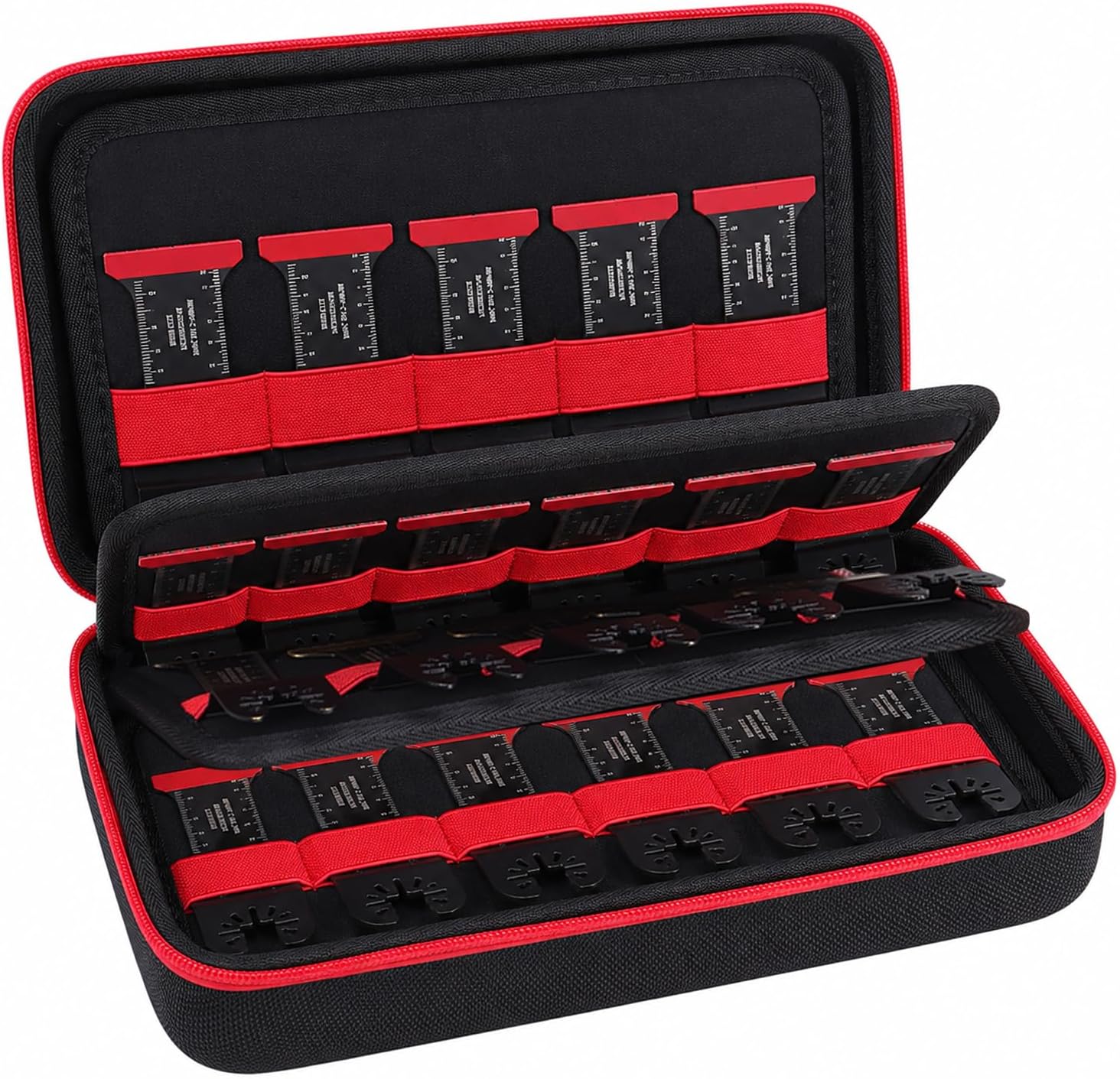 Tourmate Hard Storage Case for 30 PC Titanium Oscillating Saw Blades Metal Cutting,Travel Case for Universal Multitool Blades - Applicable Brands TrivdPro/KELIN/AMZWEI/Bionso(Only Box) (Black & Red)