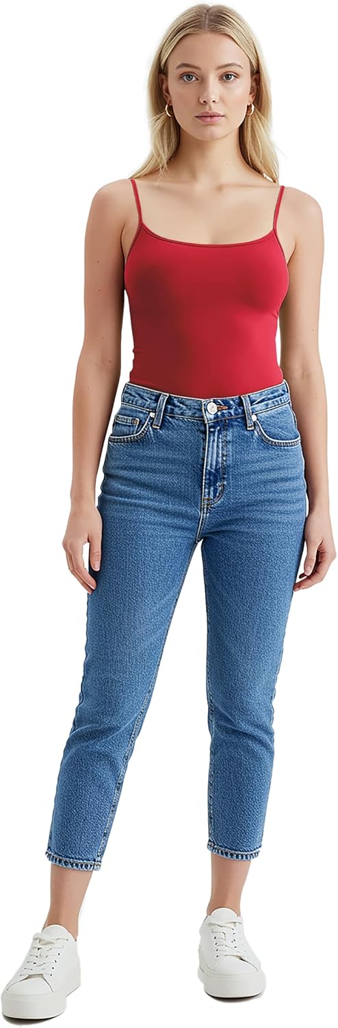 Emmalise Women's Basic Casual Long Camisole Adjustable Strap Cami Layering Top