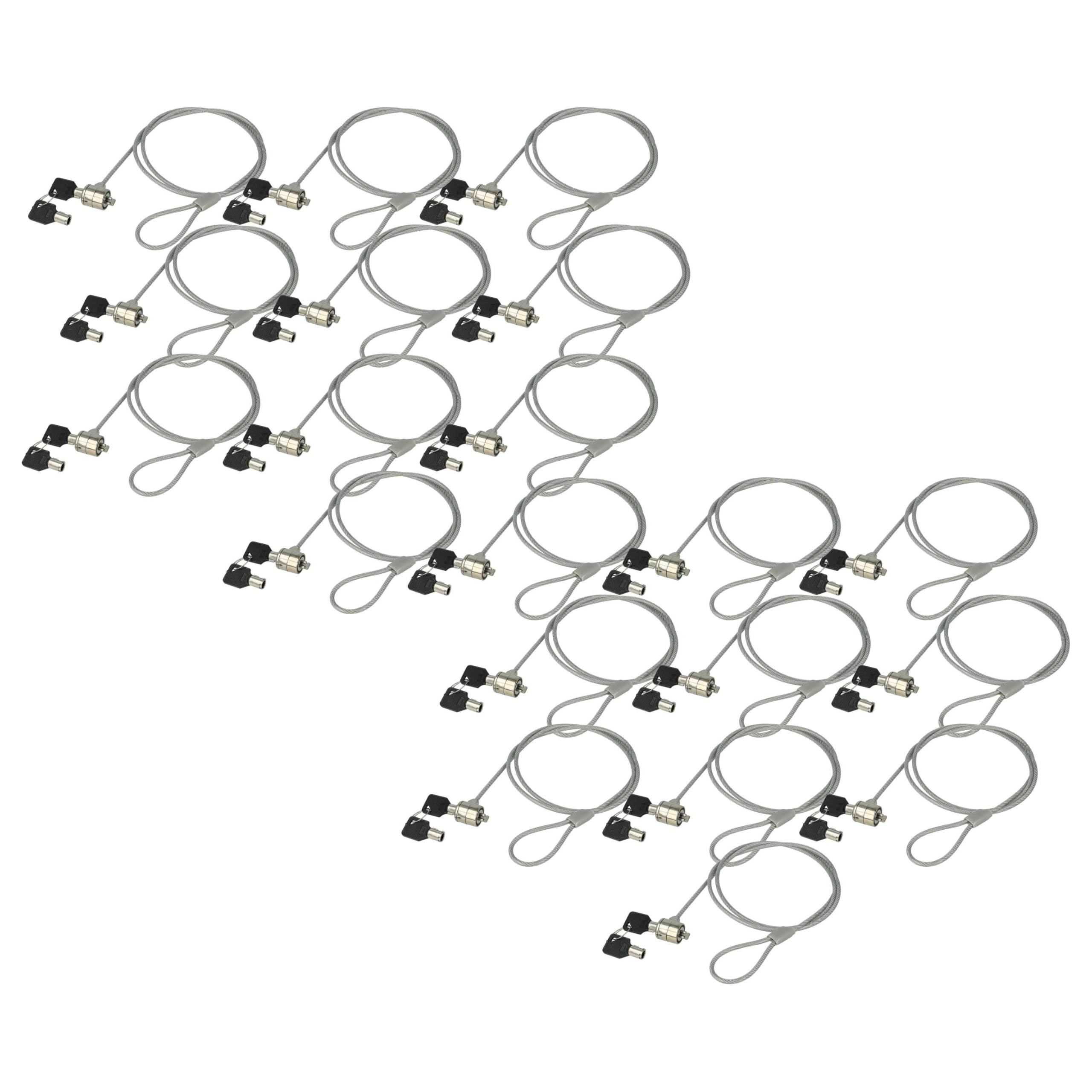 vhbw 20x Kensington Lock per Laptop Notebook - Cavo di Sicurezza con Chiavi, 1,2 m