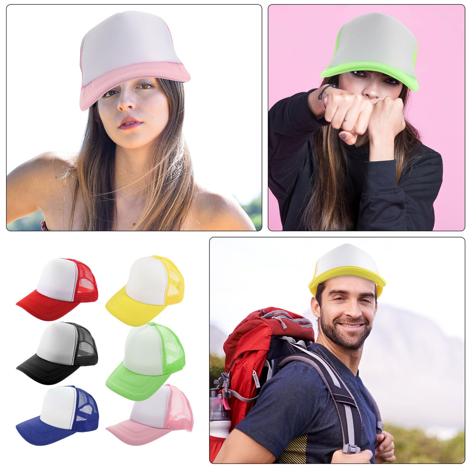 IMIKEYA 6 Pezzi Cappellino In Maglia Traspirante per Sublimazione Cappello Camioner In Poliestere Regolabile per Estate Berretto Da Baseball Vuoto per DIY Viaggi E Uso Casual