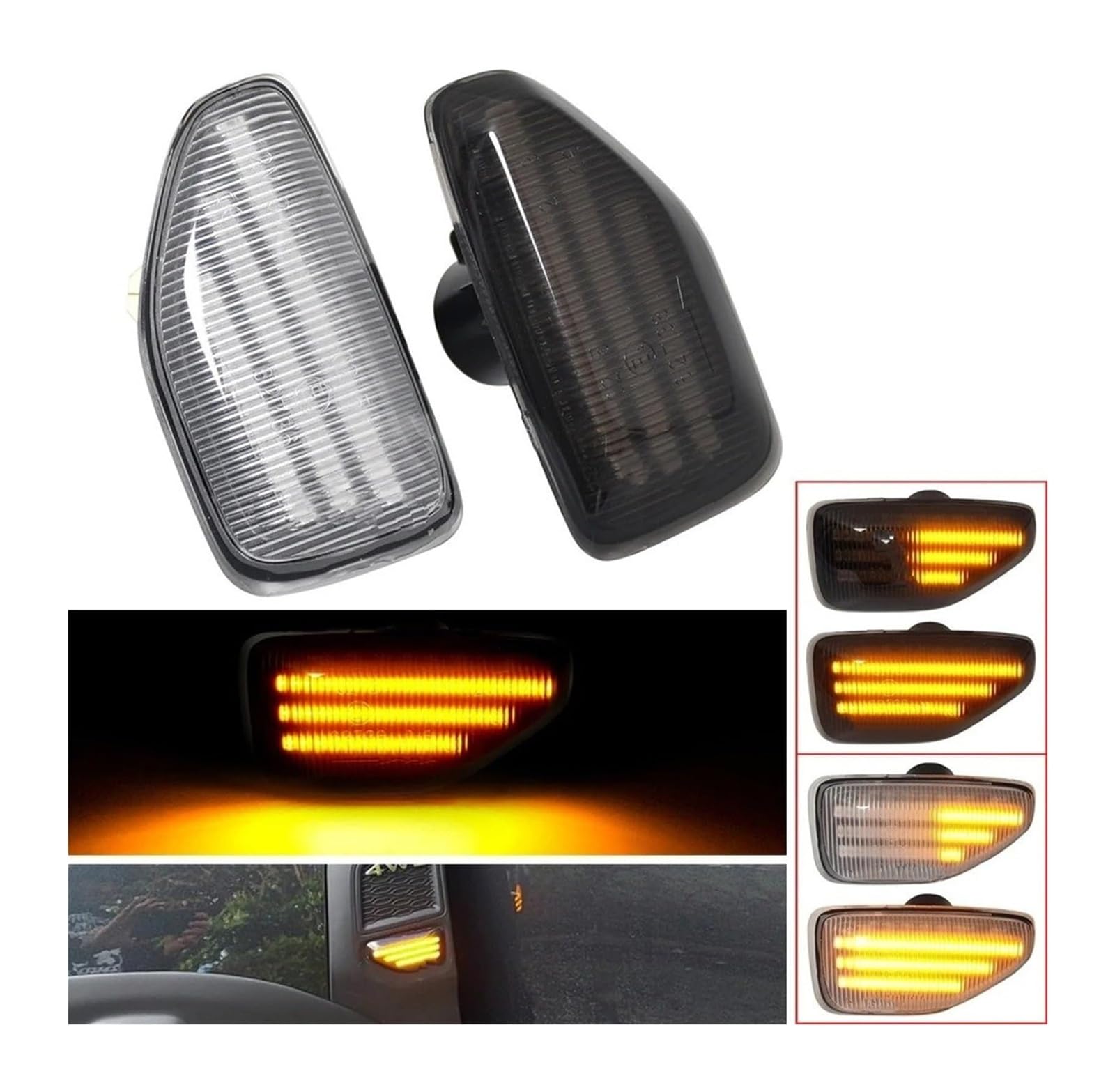 Signal Indicateurs lumières Pour D&acia Pour Duster Pour Sandero II Pour Logan 2 Pour MCV Pour Stepway Feux Position Latéraux Dynamiques À LED Clignotants(Dynamic Crystal)