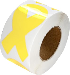 500 Yellow Ribbon Shaped Stickers for Spina Bifida, Bladder Cancer, Sarcoma and Missing Children Awareness – Perfect for Events, Support Groups, Fundraising and More!